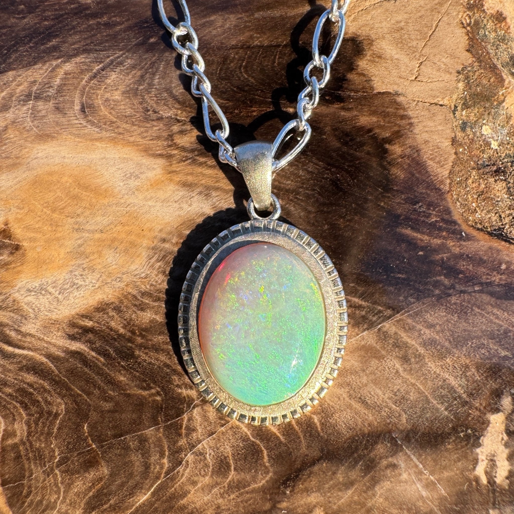 5.2ct Coober Pedy Opal Pendant Necklace ~ 'Kati Thanda Reflection' | 925 Sterling Silver | Solid Australian Opal
