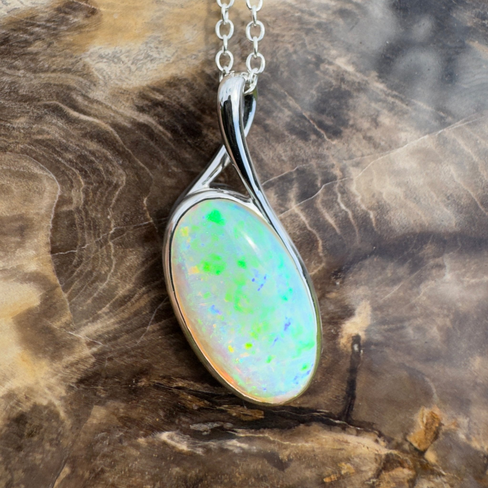 5.3ct Coober Pedy Crystal Opal Pendant Necklace ~ 'Narooma Depth' | 925 Sterling Silver | Solid Australian Opal