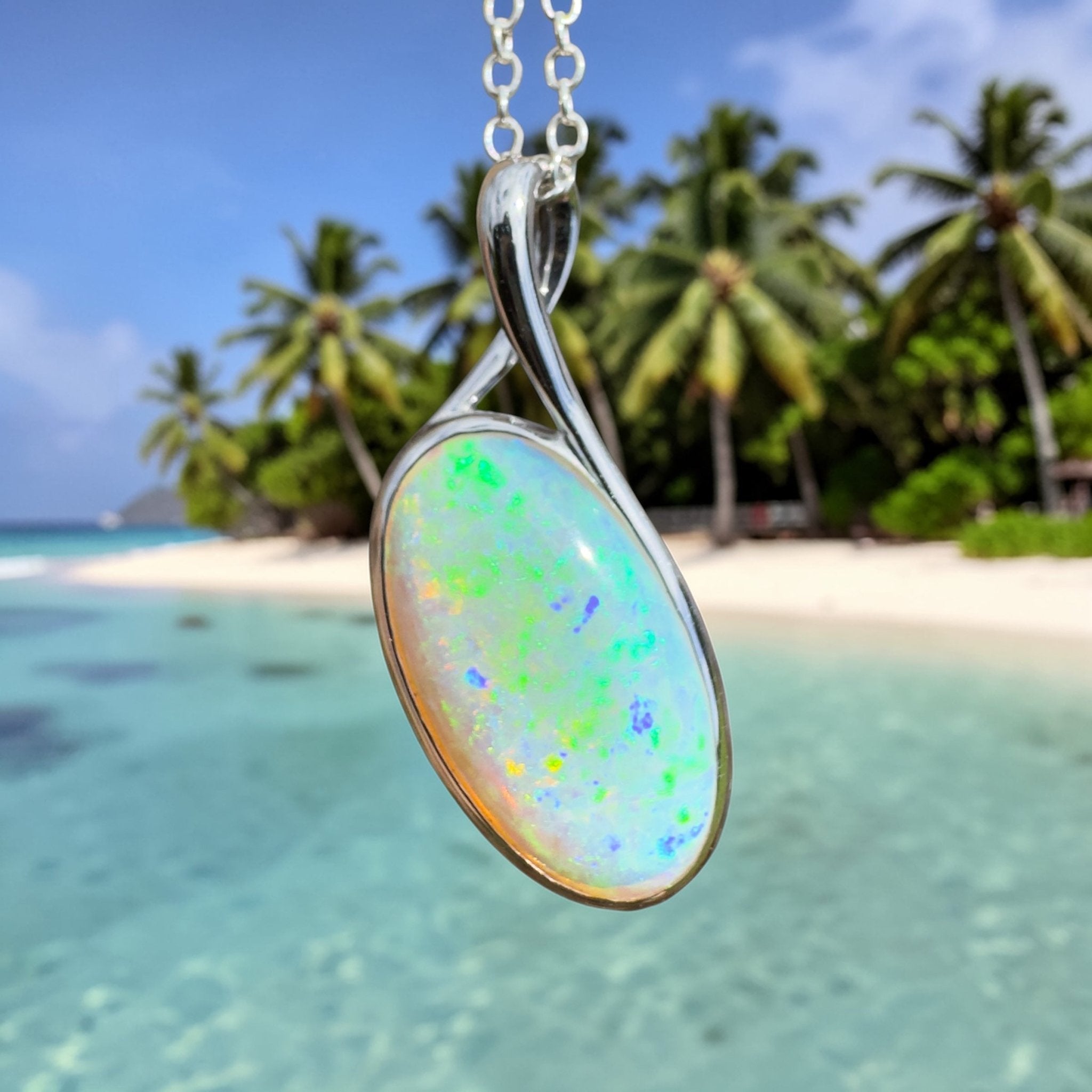 5.3ct Coober Pedy Crystal Opal Pendant Necklace ~ 'Narooma Depth' | 925 Sterling Silver | Solid Australian Opal