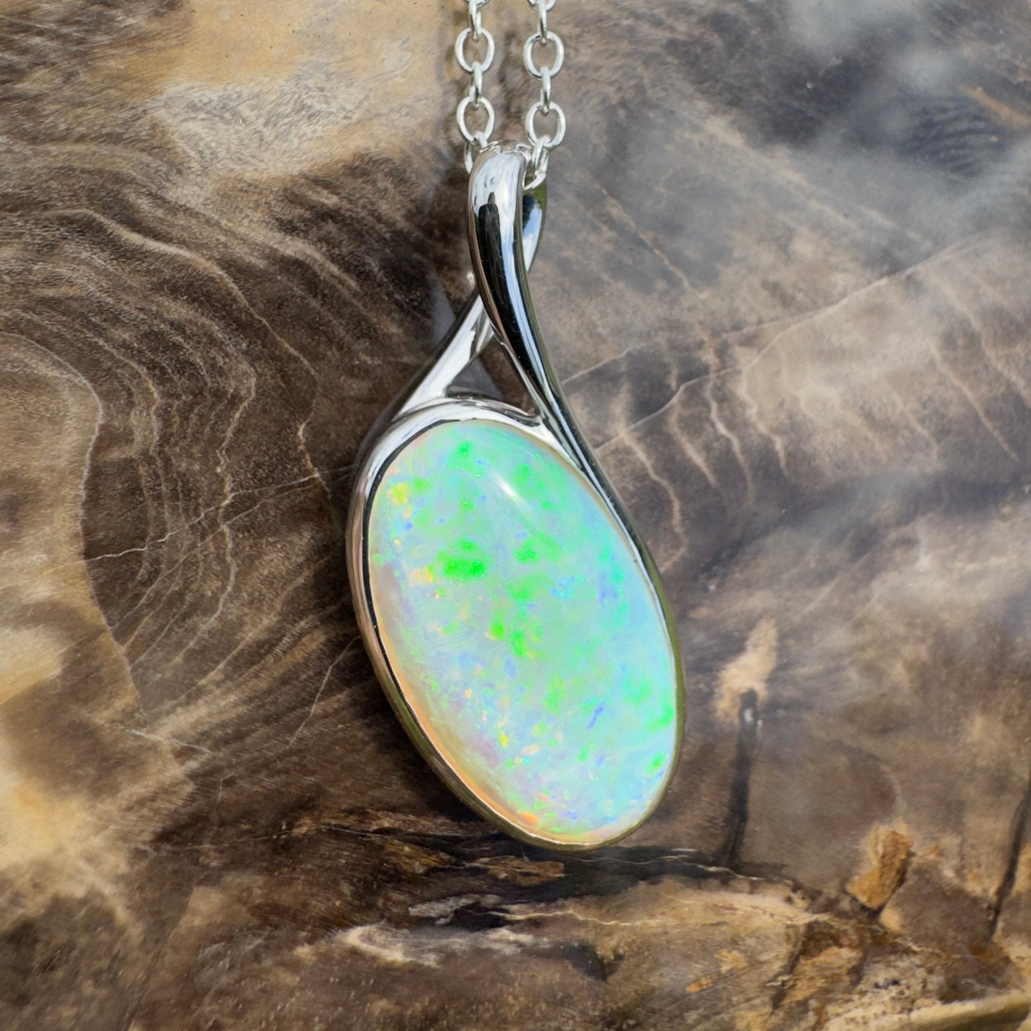 5.3ct Coober Pedy Crystal Opal Pendant Necklace ~ 'Narooma Depth' | 925 Sterling Silver | Solid Australian Opal