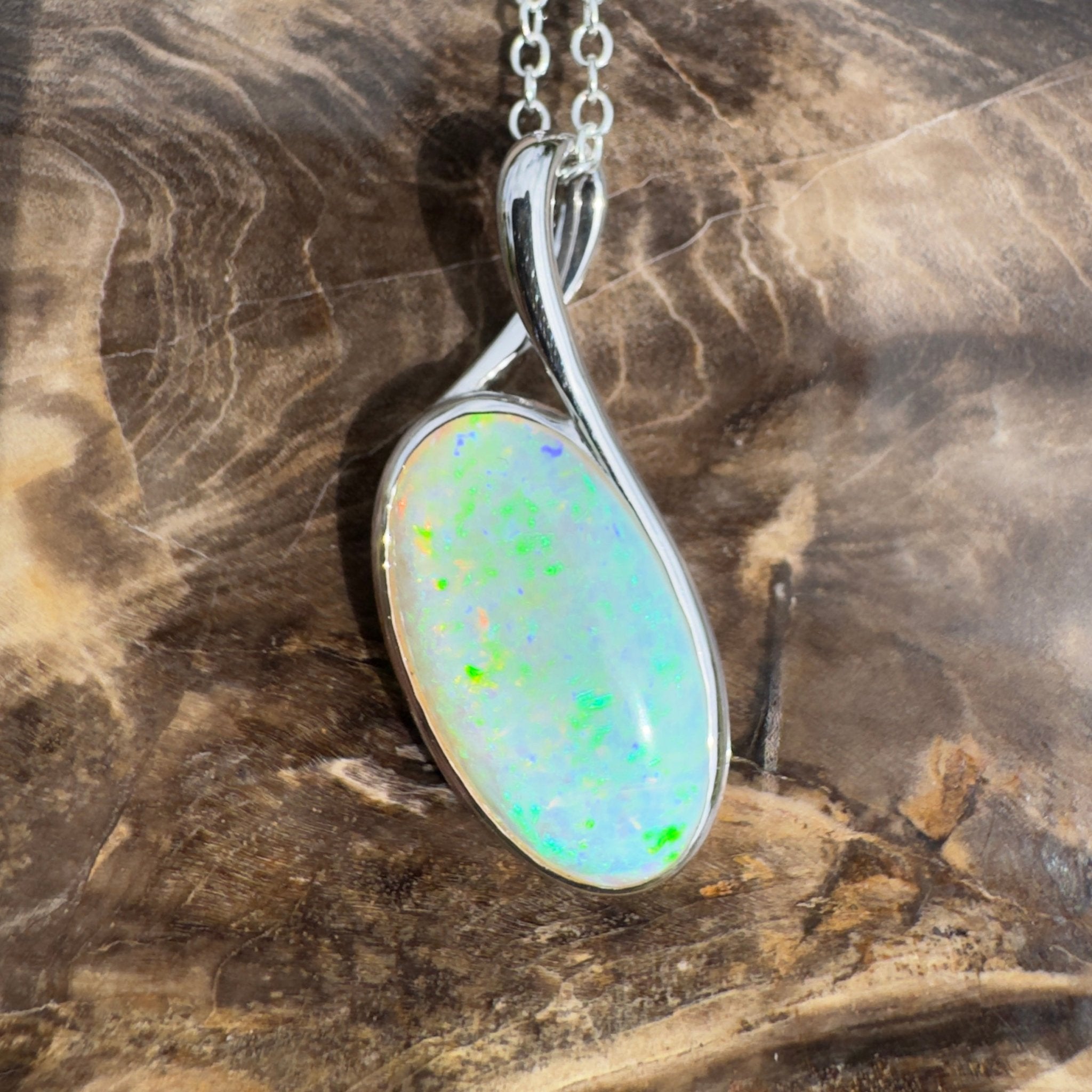5.3ct Coober Pedy Crystal Opal Pendant Necklace ~ 'Narooma Depth' | 925 Sterling Silver | Solid Australian Opal