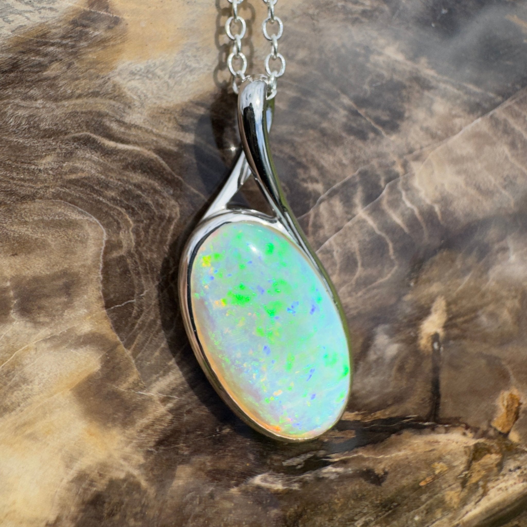 5.3ct Coober Pedy Crystal Opal Pendant Necklace ~ 'Narooma Depth' | 925 Sterling Silver | Solid Australian Opal