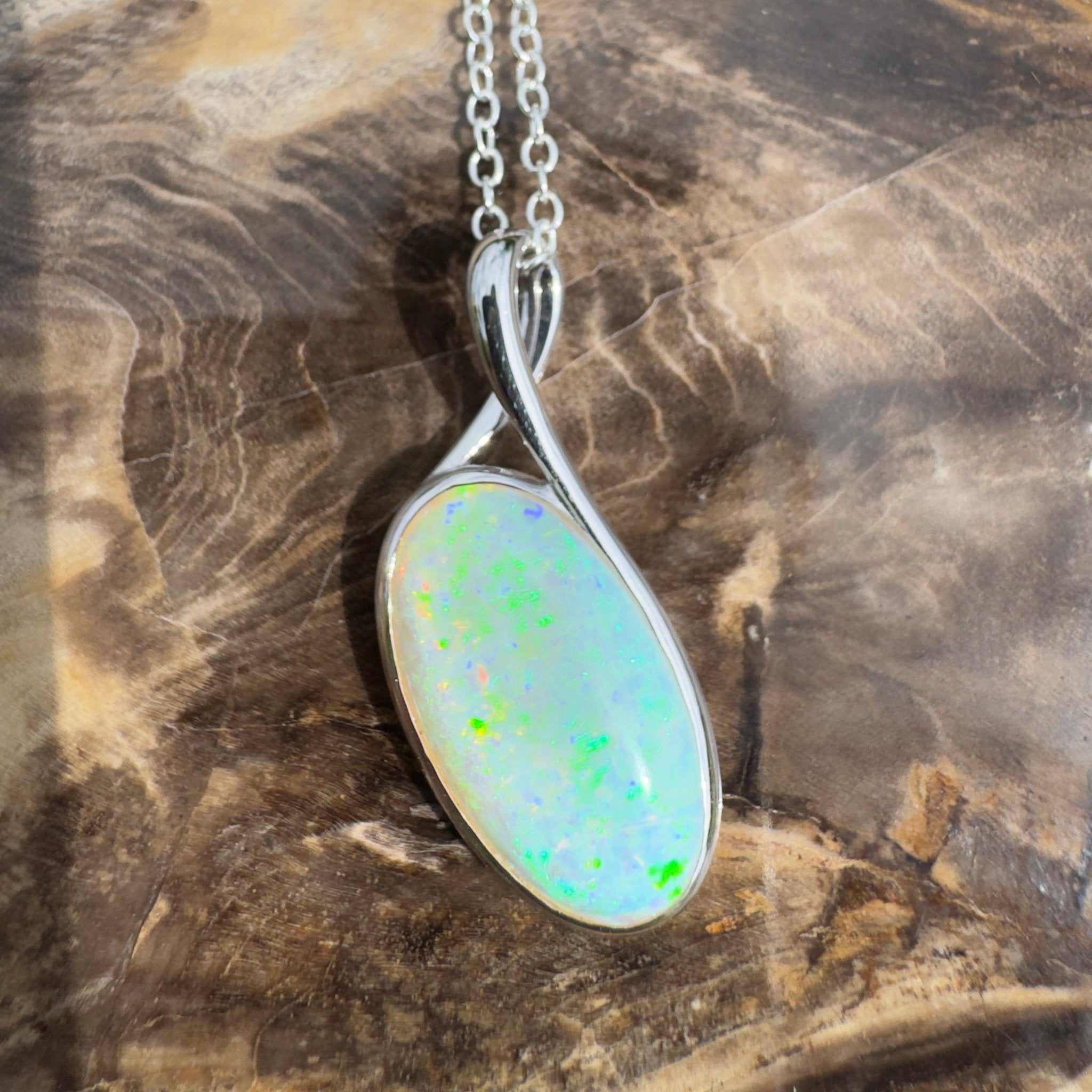 5.3ct Coober Pedy Crystal Opal Pendant Necklace ~ 'Narooma Depth' | 925 Sterling Silver | Solid Australian Opal