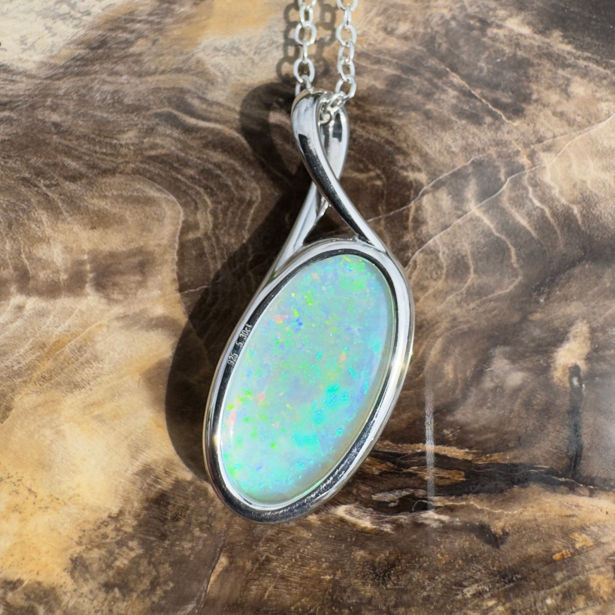 5.3ct Coober Pedy Crystal Opal Pendant Necklace ~ 'Narooma Depth' | 925 Sterling Silver | Solid Australian Opal