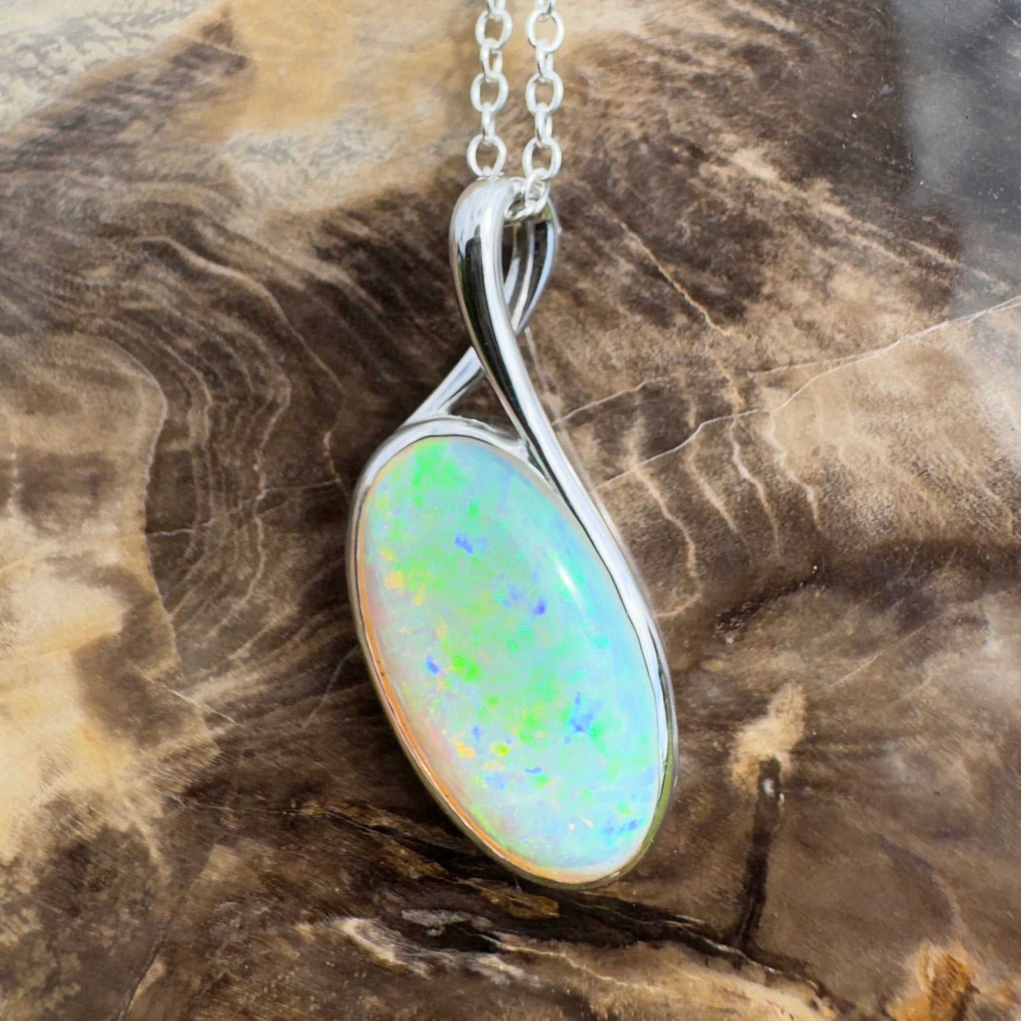 5.3ct Coober Pedy Crystal Opal Pendant Necklace ~ 'Narooma Depth' | 925 Sterling Silver | Solid Australian Opal