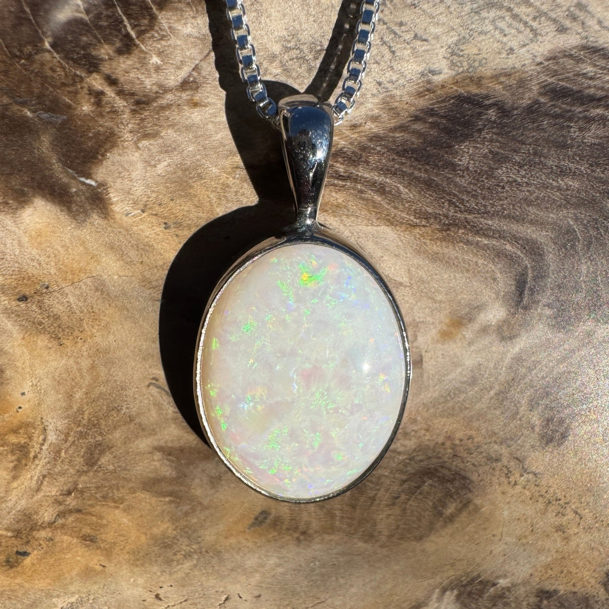 5.3ct Coober Pedy Opal Pendant Necklace ~ 'Shothole Canyon Colour' | 925 Sterling Silver | Solid Australian Opal