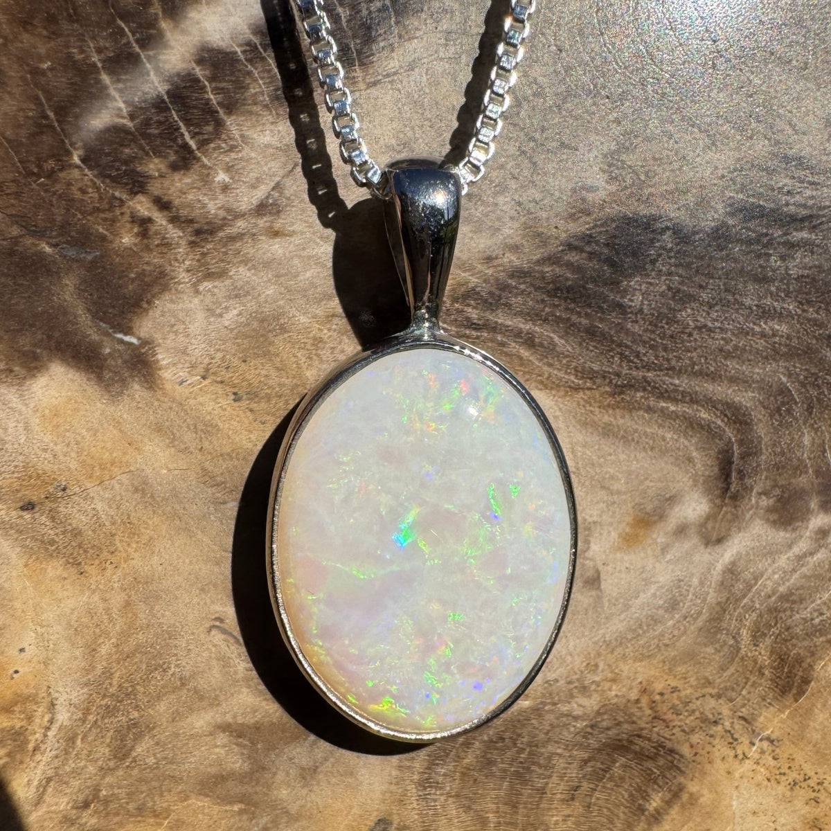 5.3ct Coober Pedy Opal Pendant Necklace ~ 'Shothole Canyon Colour' | 925 Sterling Silver | Solid Australian Opal