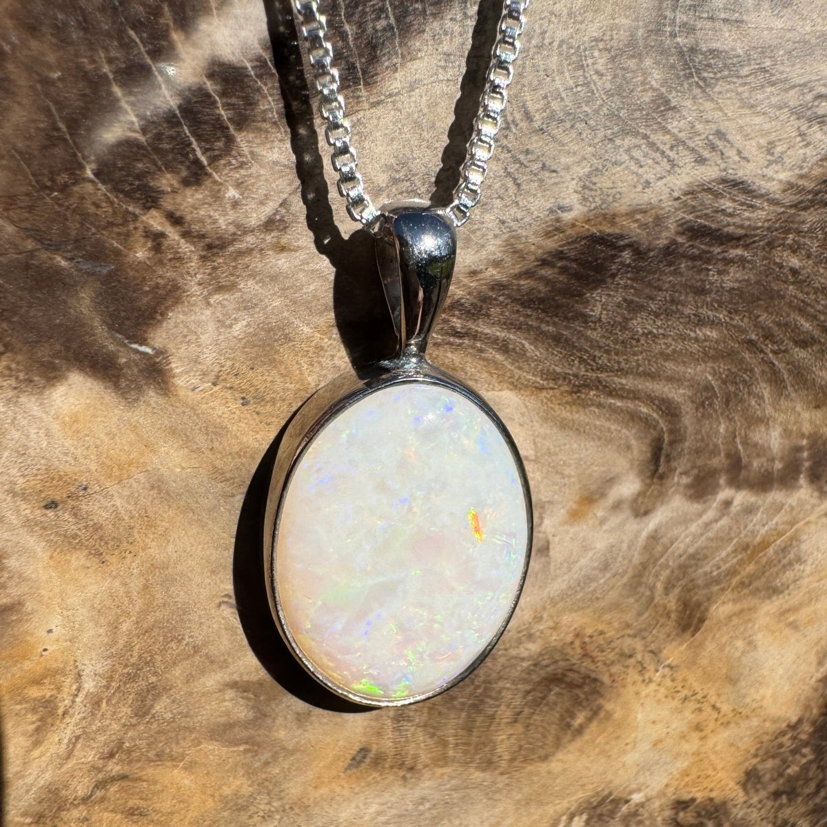 5.3ct Coober Pedy Opal Pendant Necklace ~ 'Shothole Canyon Colour' | 925 Sterling Silver | Solid Australian Opal