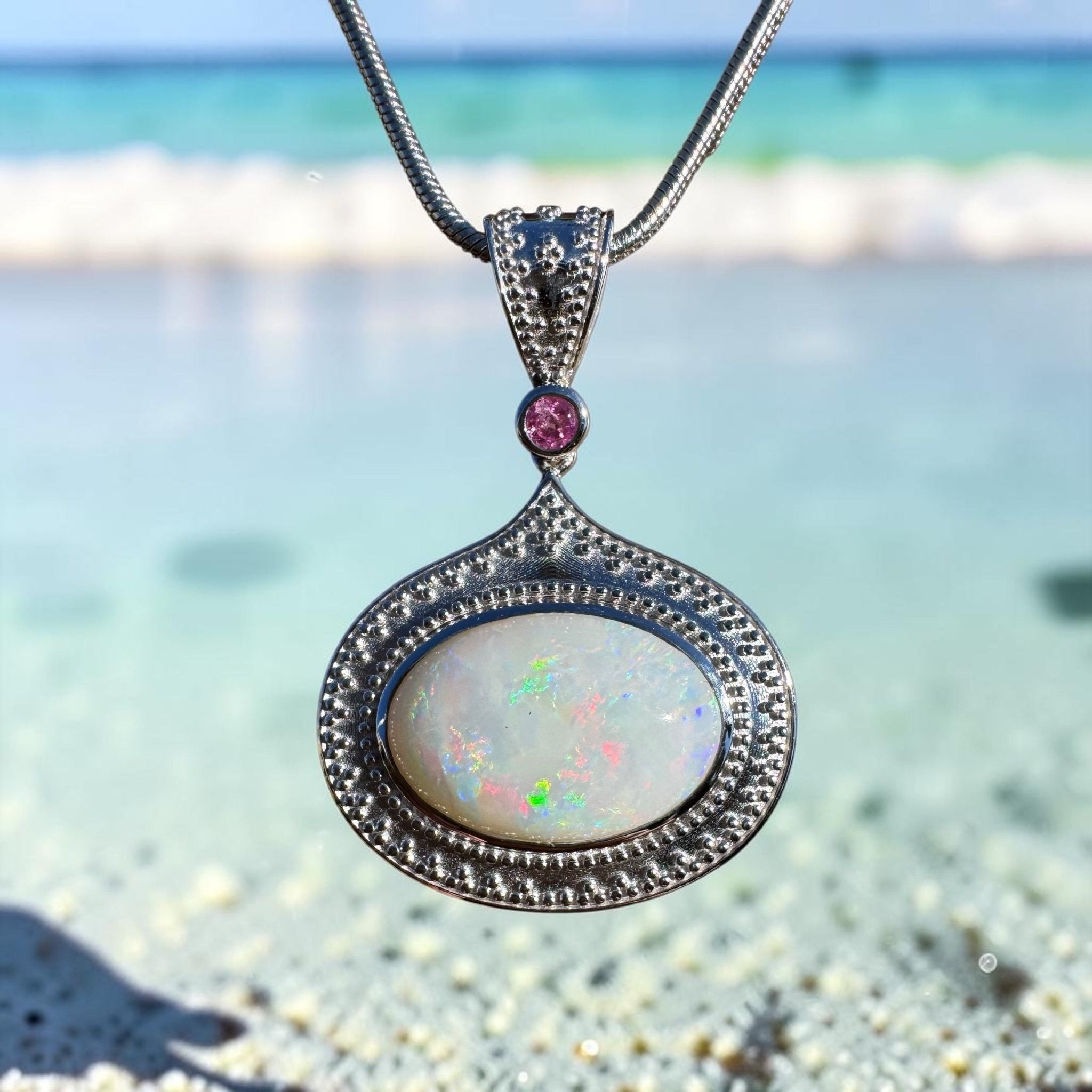 5.5ct Coober Pedy Opal Pendant Necklace ~ 'Kwinana Coast Glow' | 925 Sterling Silver | Solid Australian Opal
