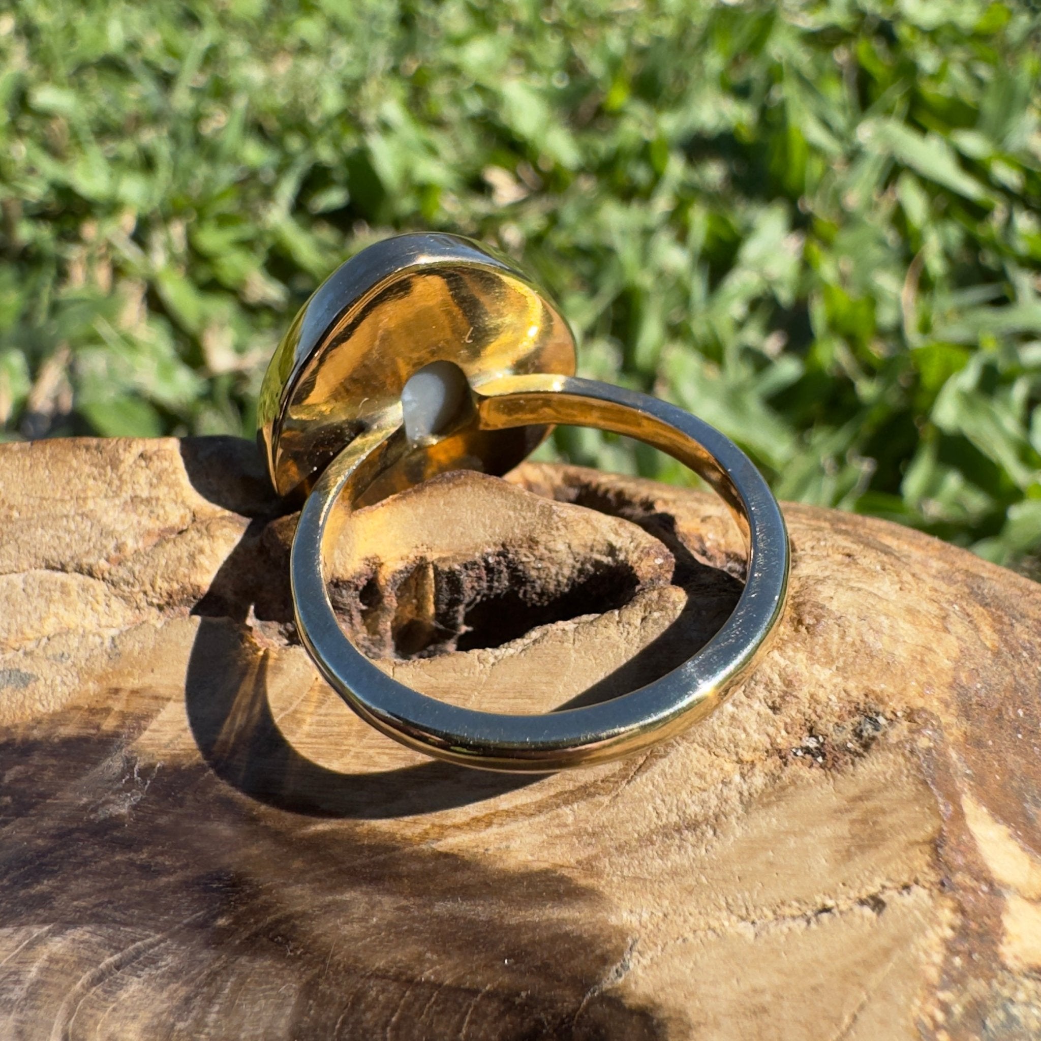 5.5ct Lightning Ridge Opal Ring ~ 'Uluru Greens' | 9ct Yellow Gold | Solid Australian Opal