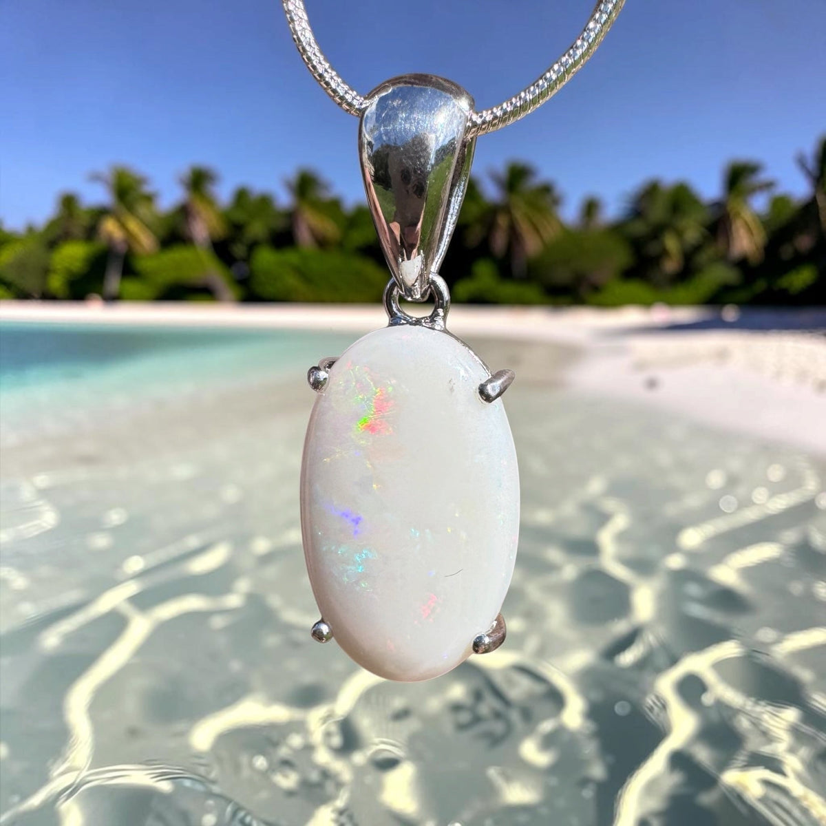 5.6ct Coober Pedy Opal Pendant Necklace ~ 'Grampians Colour' | 925 Sterling Silver | Solid Australian Opal