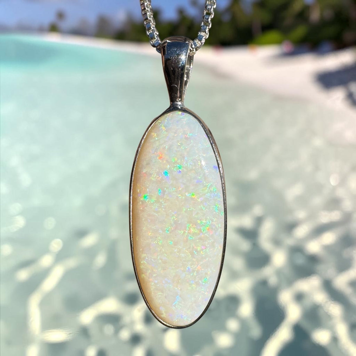 5.6ct Coober Pedy Opal Pendant Necklace ~ 'Lake Ballard Ember' | 925 Sterling Silver | Solid Australian Opal