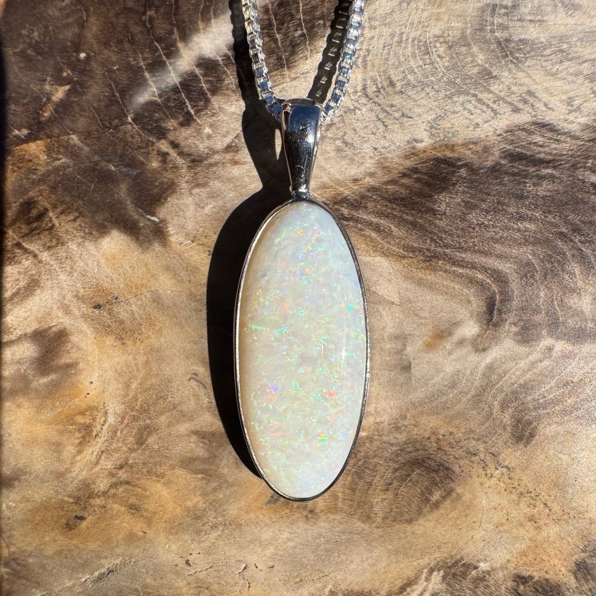 5.6ct Coober Pedy Opal Pendant Necklace ~ 'Lake Ballard Ember' | 925 Sterling Silver | Solid Australian Opal