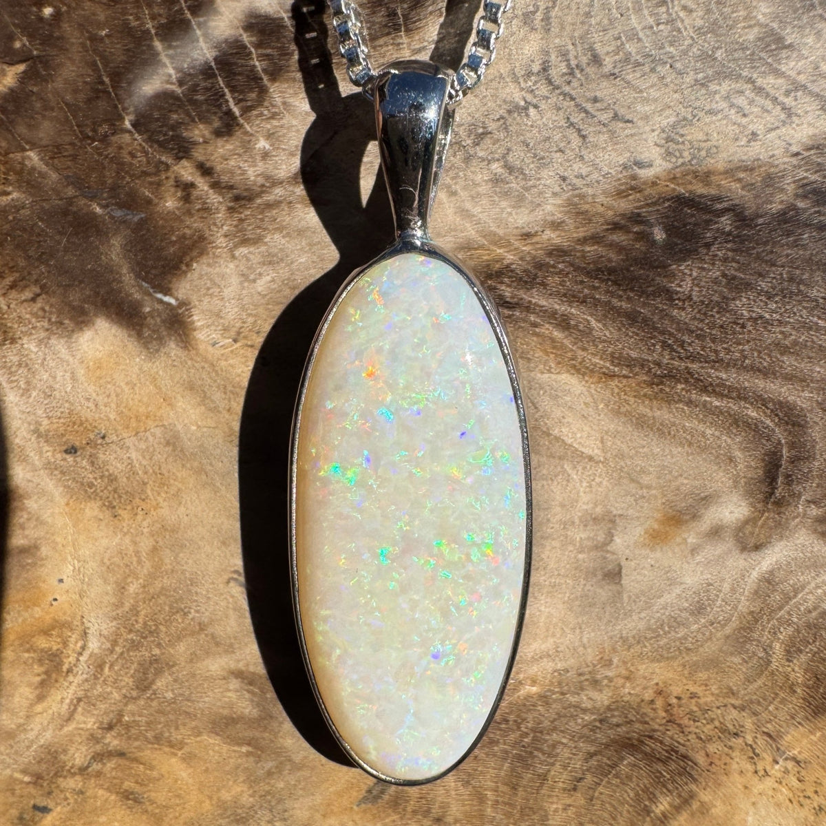 5.6ct Coober Pedy Opal Pendant Necklace ~ 'Lake Ballard Ember' | 925 Sterling Silver | Solid Australian Opal