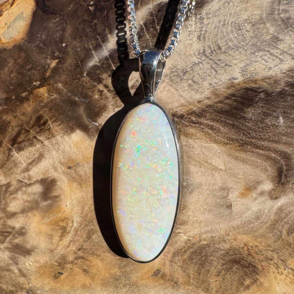 5.6ct Coober Pedy Opal Pendant Necklace ~ 'Lake Ballard Ember' | 925 Sterling Silver | Solid Australian Opal