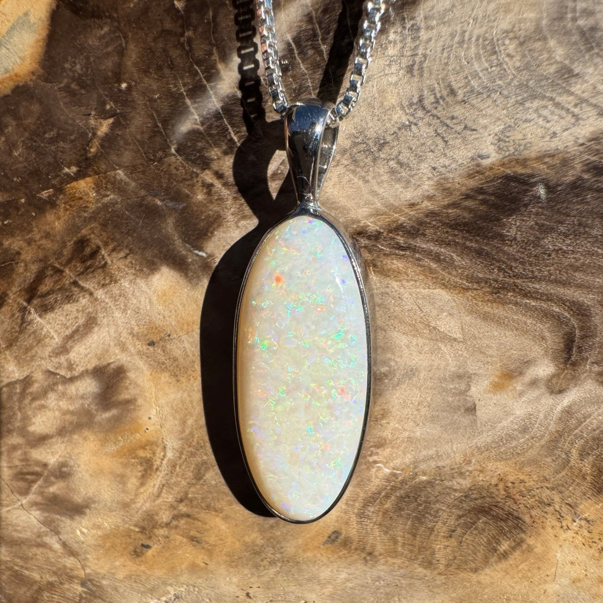 5.6ct Coober Pedy Opal Pendant Necklace ~ 'Lake Ballard Ember' | 925 Sterling Silver | Solid Australian Opal