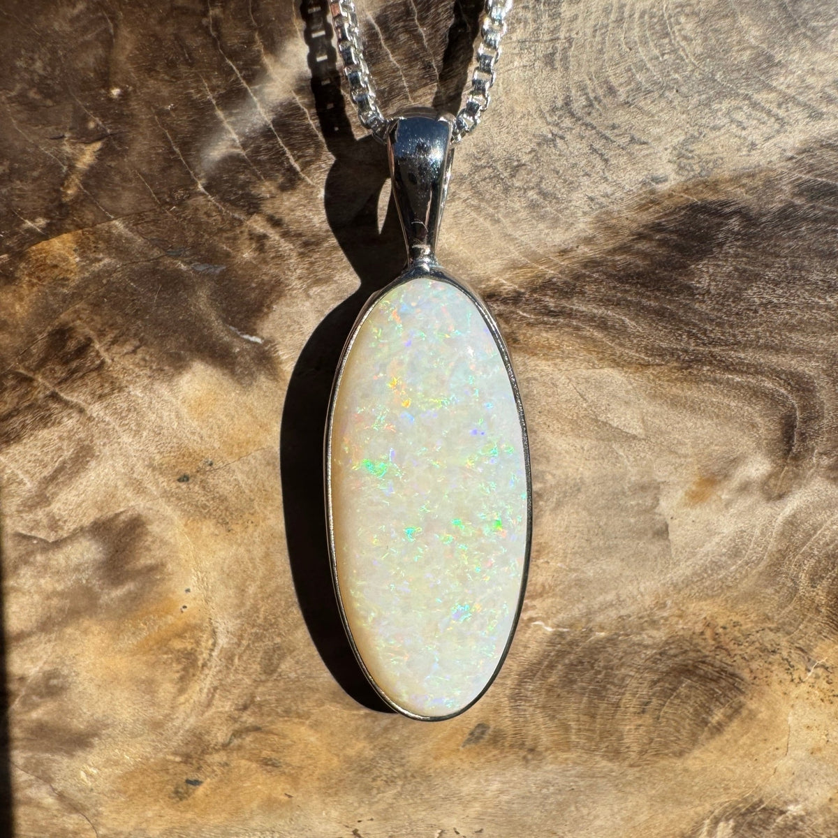 5.6ct Coober Pedy Opal Pendant Necklace ~ 'Lake Ballard Ember' | 925 Sterling Silver | Solid Australian Opal