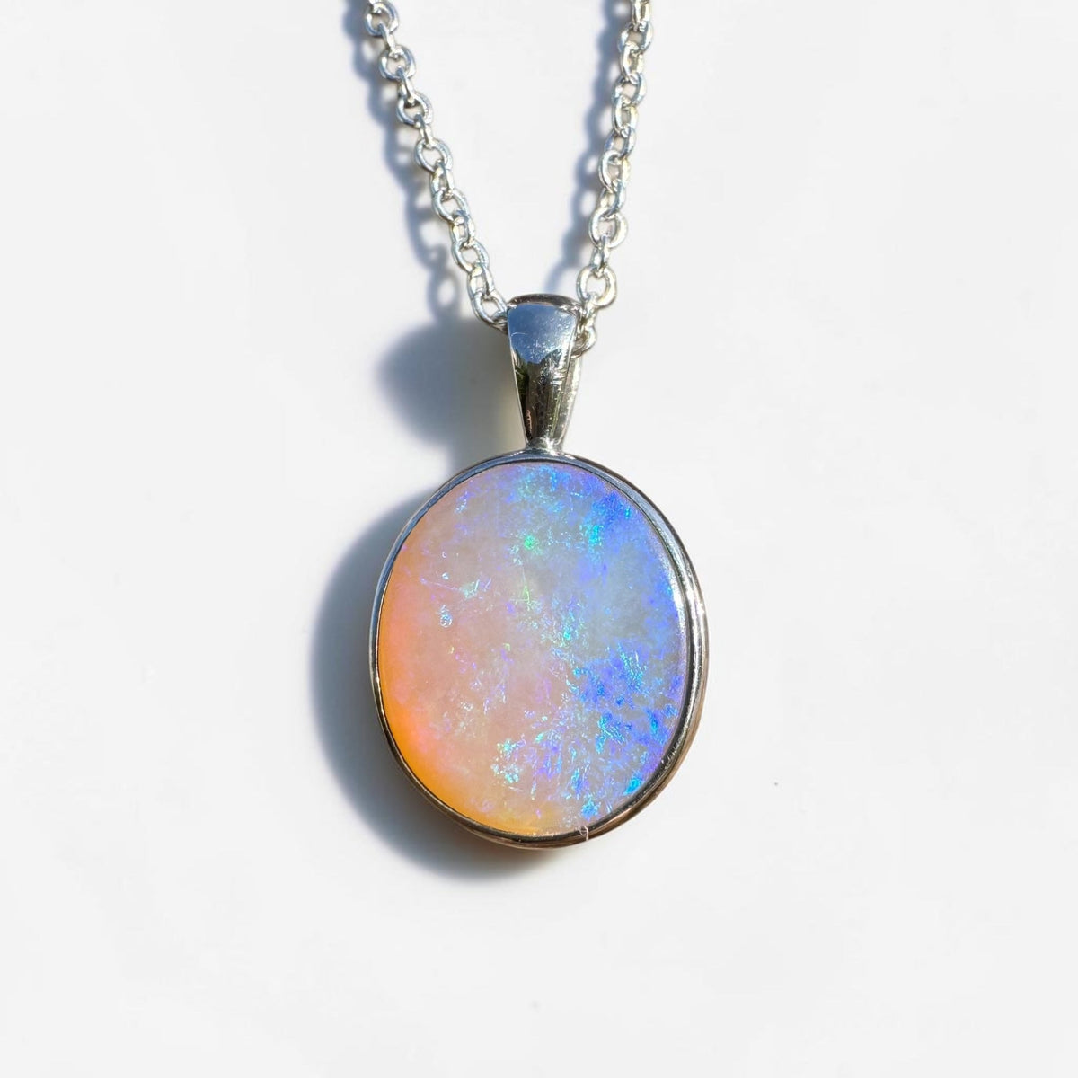 5.6ct Coober Pedy Opal Pendant Necklace ~ 'Pinnaroo Blue' | 925 Sterling Silver | Solid Australian Opal
