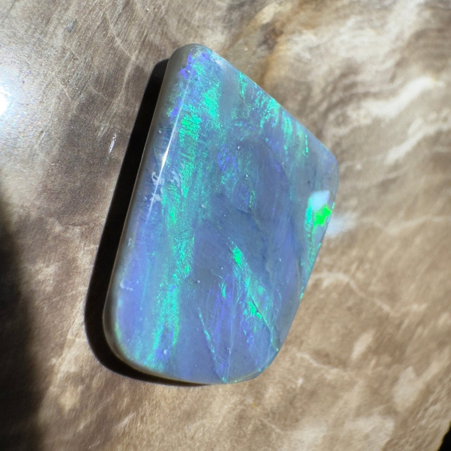 5.8ct Hand - cut Solid Lightning Ridge Semi Black Opal