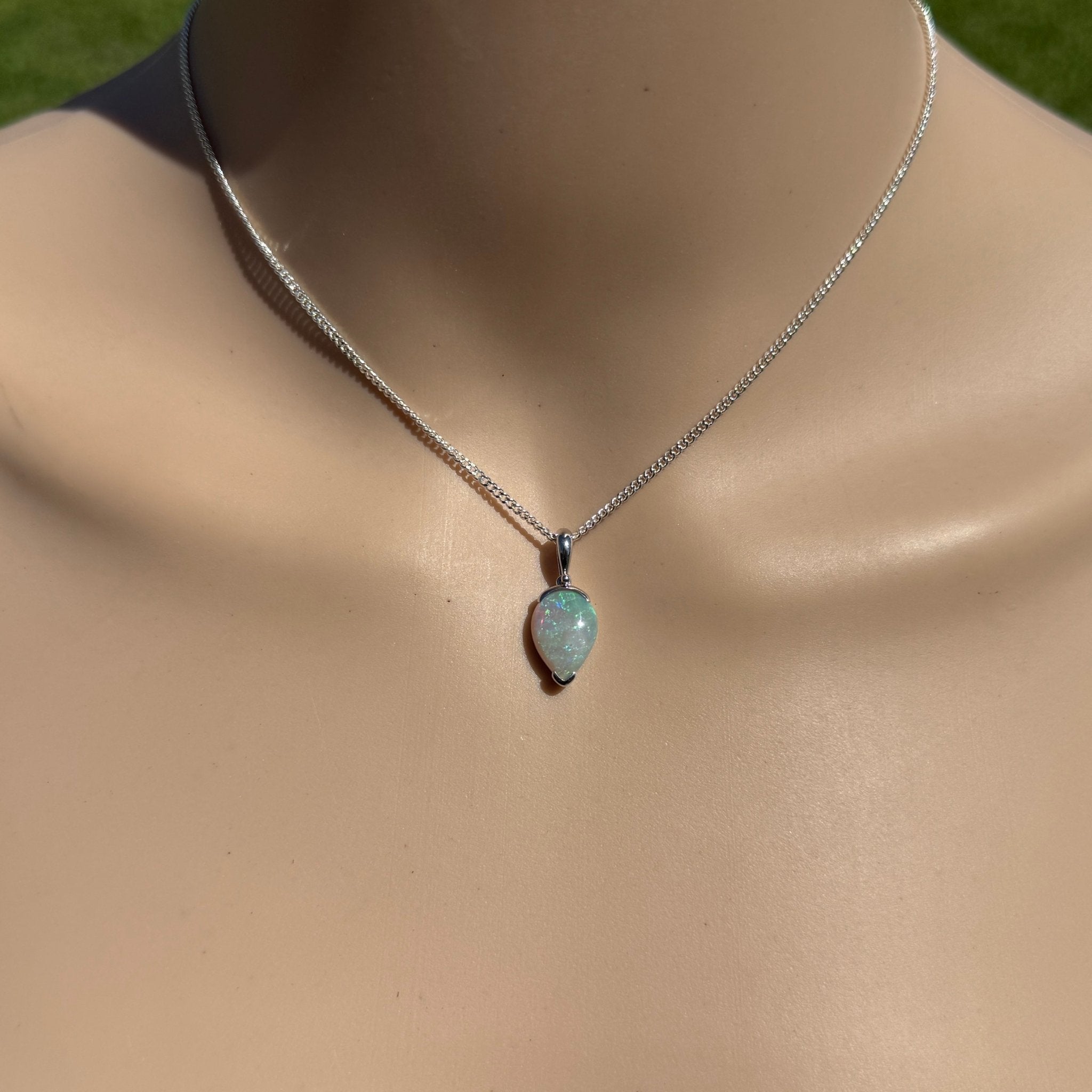 5ct Coober Pedy Crystal Opal Pendant Necklace ~ 'Shark Bay Whisper' | 925 Sterling Silver | Solid Australian Opal