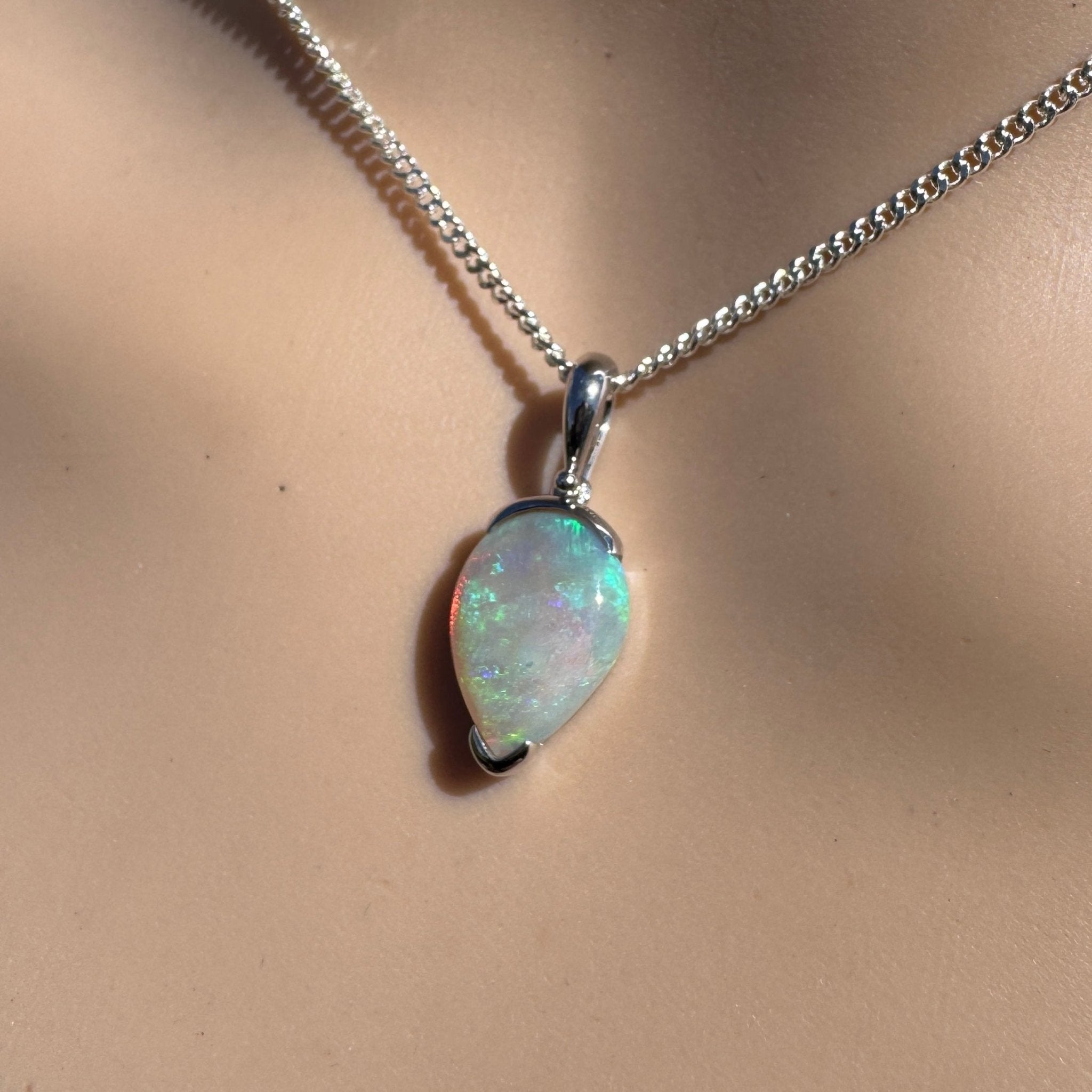 5ct Coober Pedy Crystal Opal Pendant Necklace ~ 'Shark Bay Whisper' | 925 Sterling Silver | Solid Australian Opal