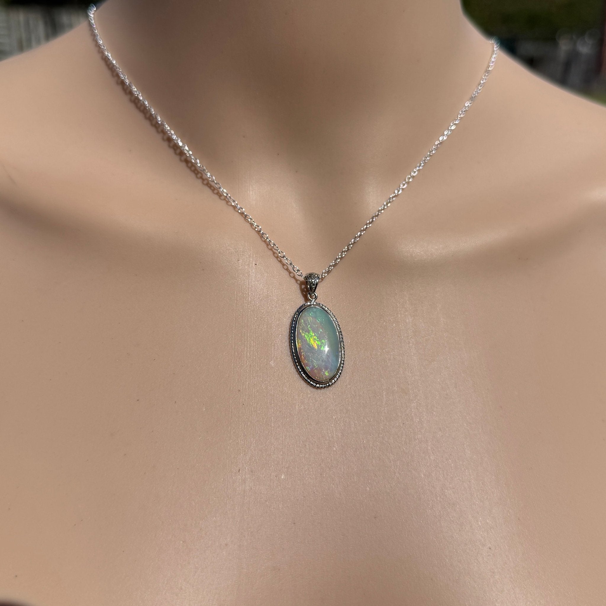 6.3ct Coober Pedy Crystal Opal Pendant Necklace ~ 'Ningaloo Lagoon' | 925 Sterling Silver | Solid Australian Opal