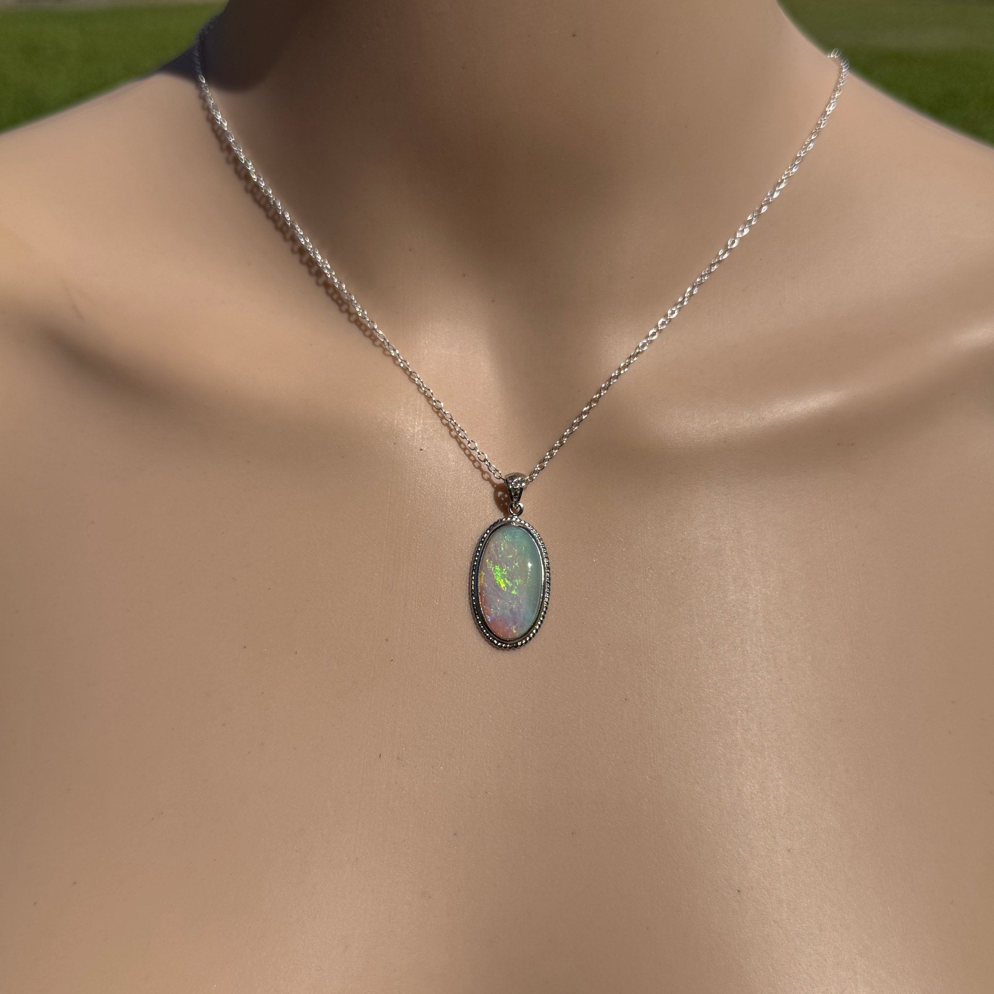 6.3ct Coober Pedy Crystal Opal Pendant Necklace ~ 'Ningaloo Lagoon' | 925 Sterling Silver | Solid Australian Opal