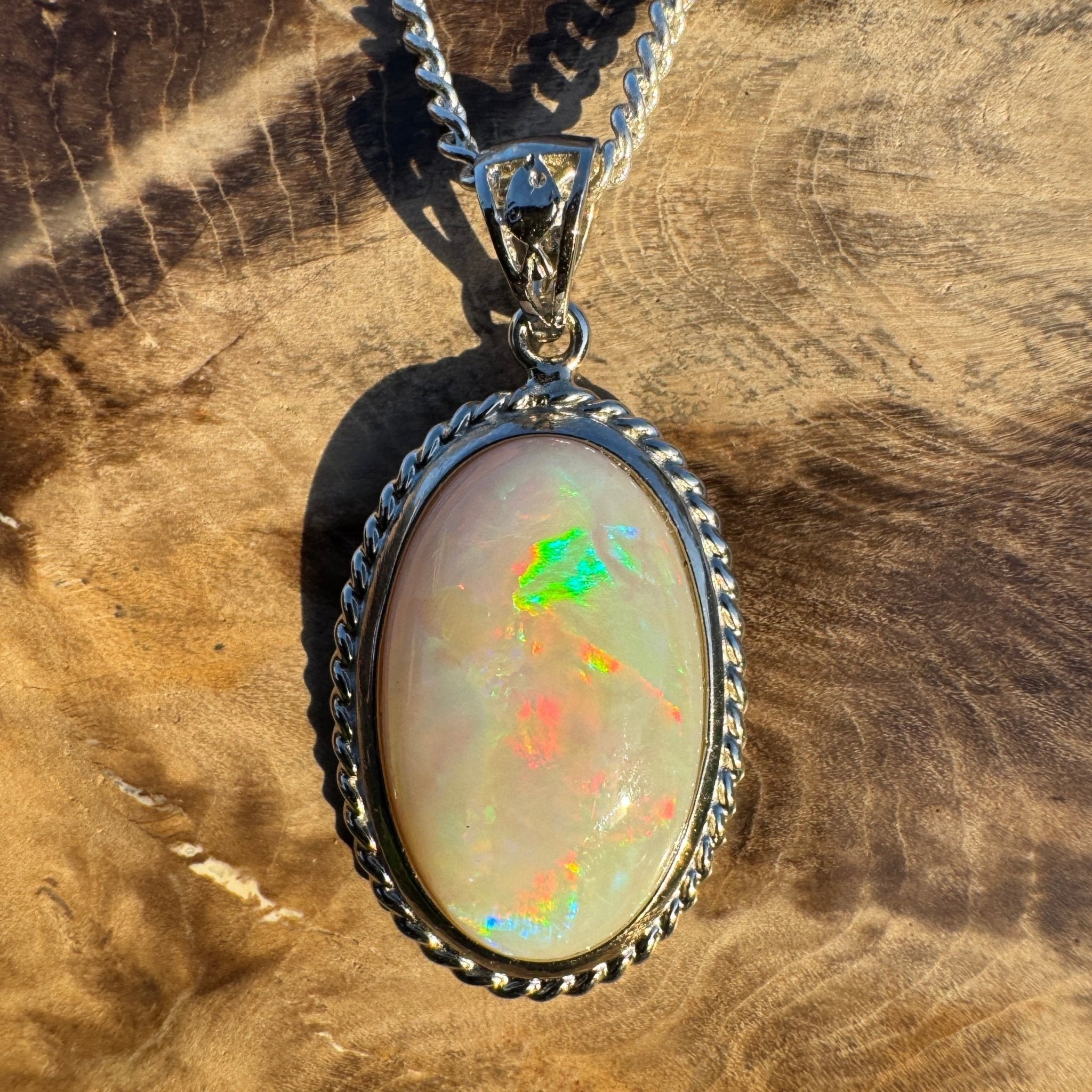 6.4ct Coober Pedy Opal Pendant Necklace ~ 'Oodnadatta Mirage' | 925 Sterling Silver | Solid Australian Opal