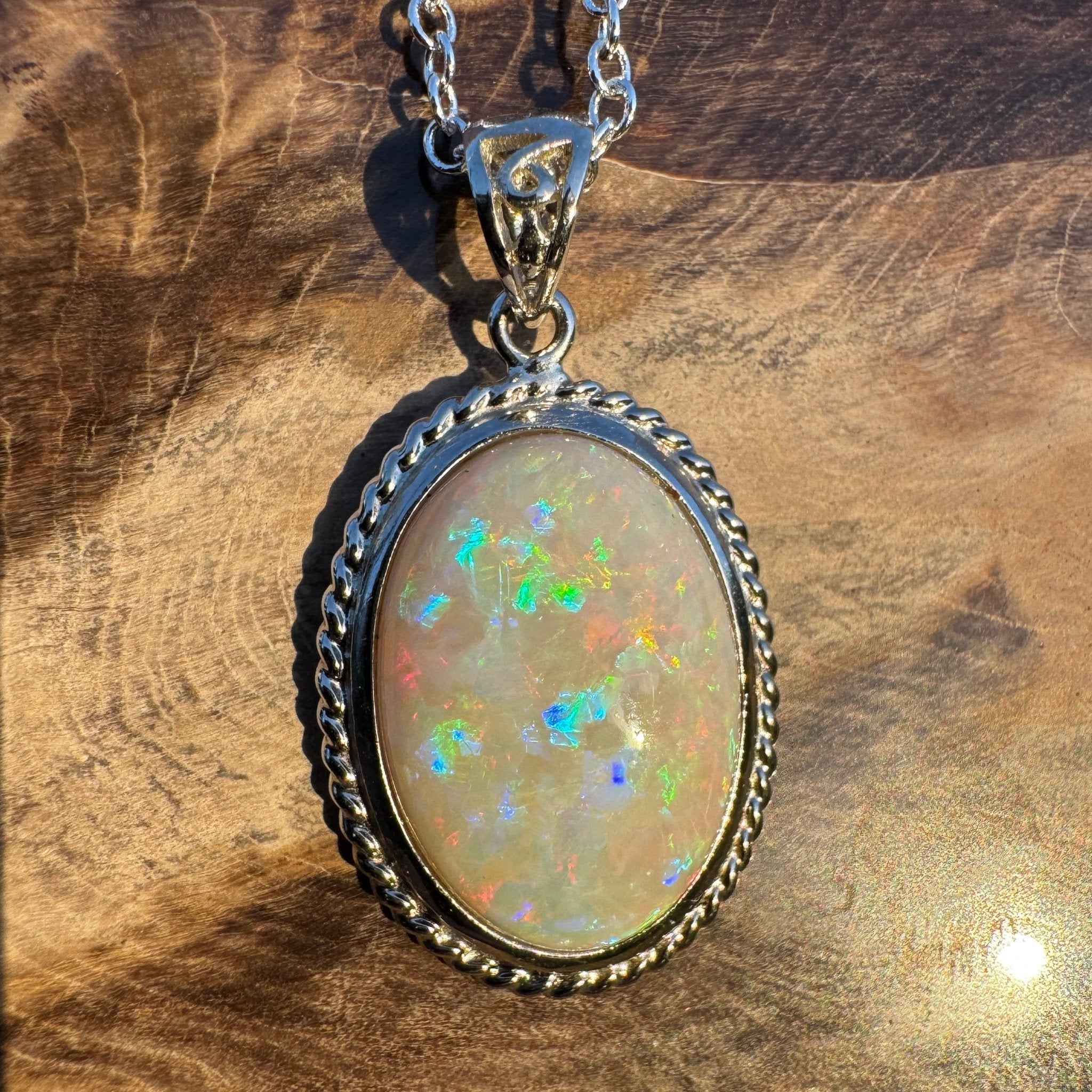 6.5ct Coober Pedy Opal Pendant Necklace ~ 'Painted Desert Dusk' | 925 Sterling Silver | Solid Australian Opal