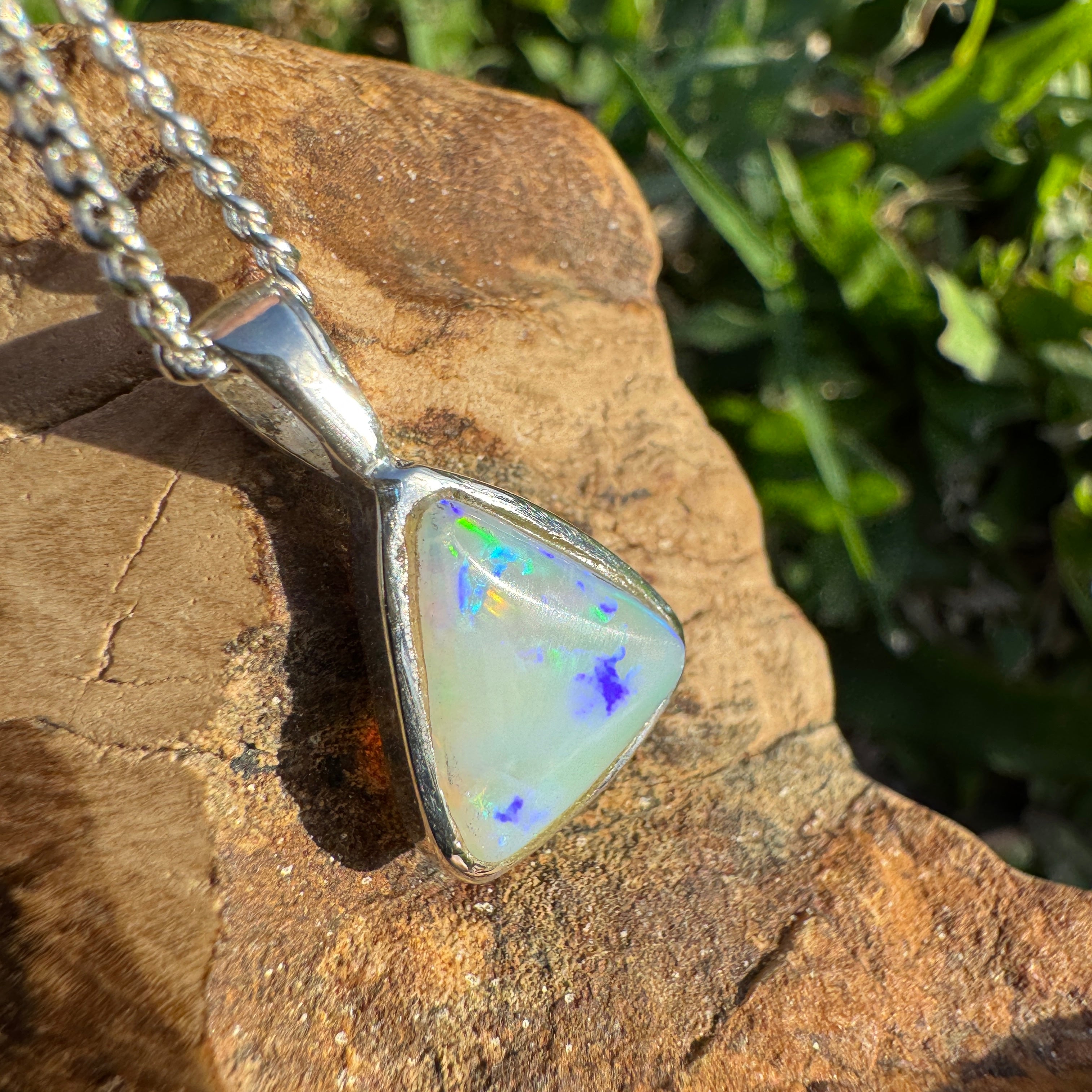 2.6ct Coober Pedy Opal Pendant Necklace ~ 'Wineglass Twilight' | 925 Sterling Silver | Solid Australian Opal