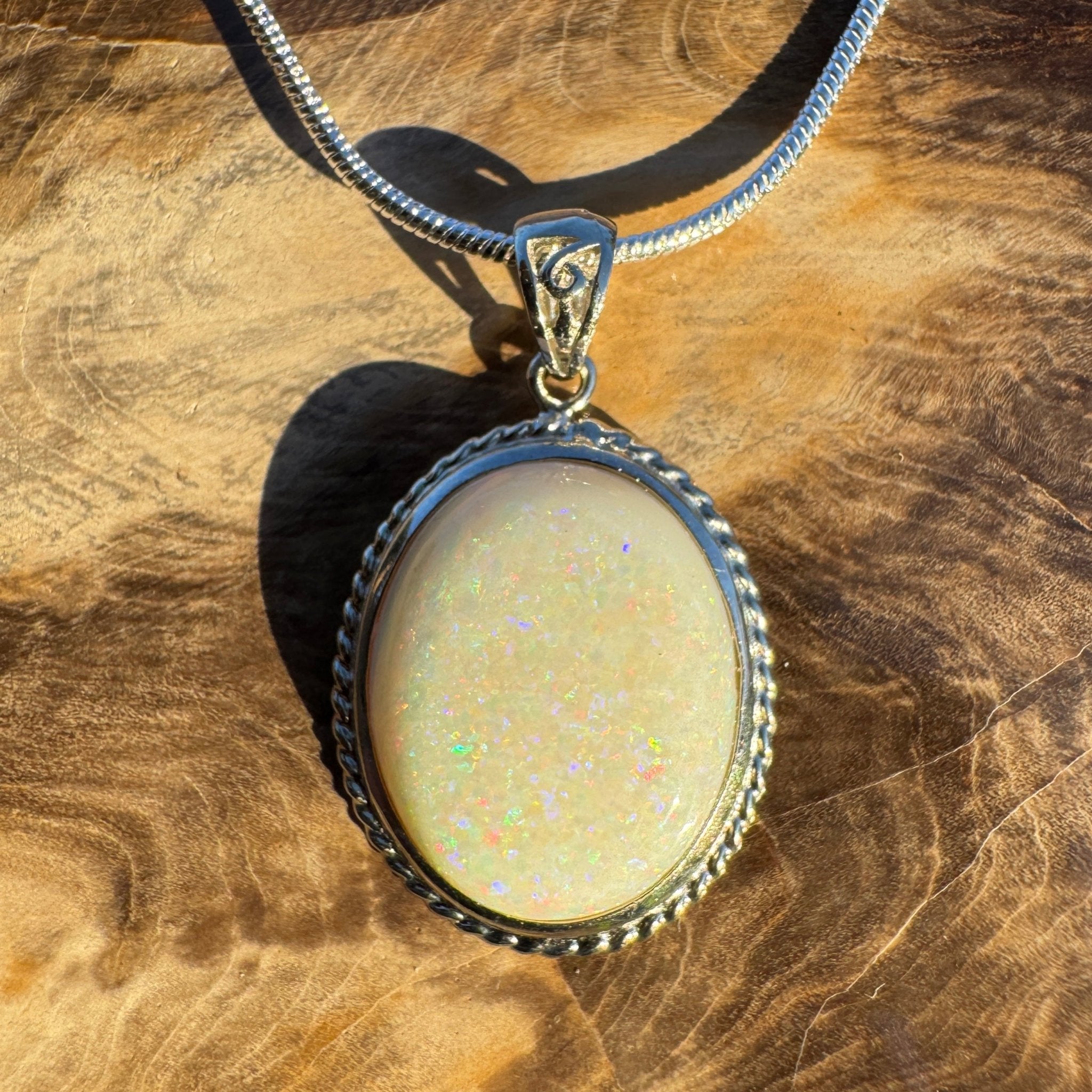 7.2ct Coober Pedy Opal Pendant Necklace ~ 'William Creek Twilight' | 925 Sterling Silver | Solid Australian Opal