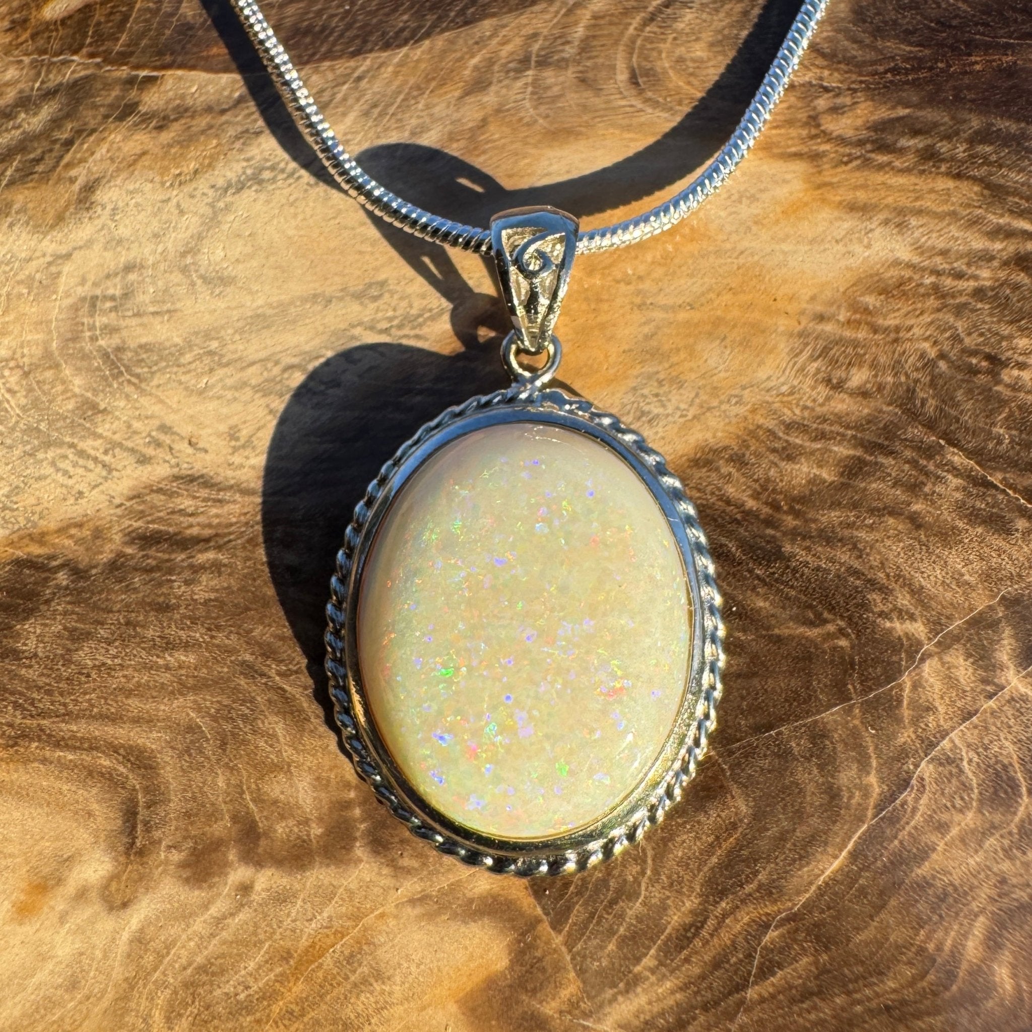 7.2ct Coober Pedy Opal Pendant Necklace ~ 'William Creek Twilight' | 925 Sterling Silver | Solid Australian Opal