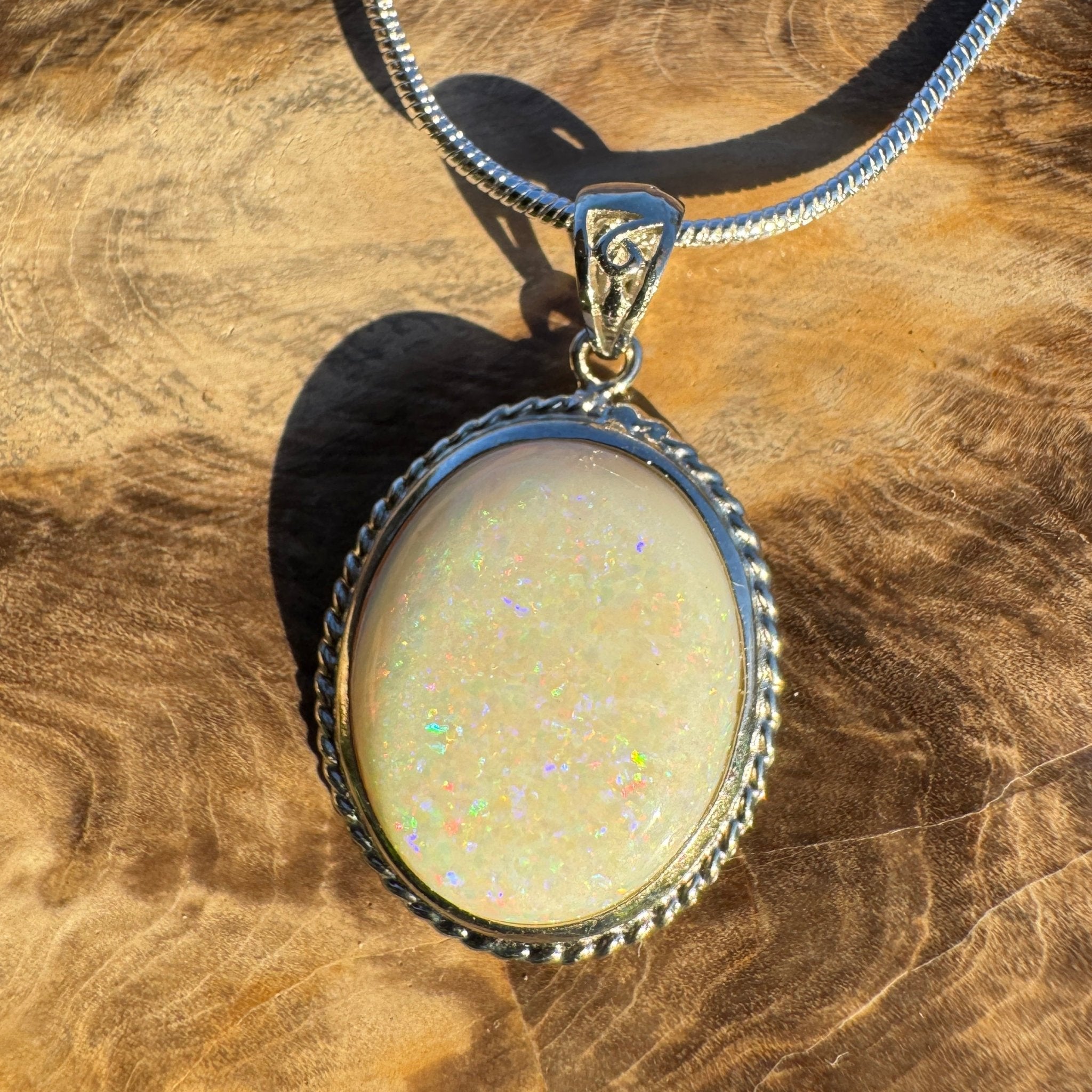 7.2ct Coober Pedy Opal Pendant Necklace ~ 'William Creek Twilight' | 925 Sterling Silver | Solid Australian Opal