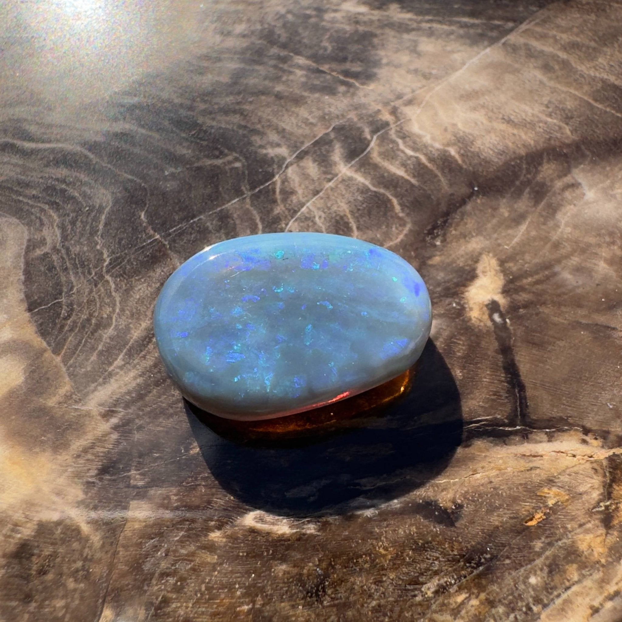 7.4ct Hand - cut Solid Australian Lightning Ridge Semi Black Opal