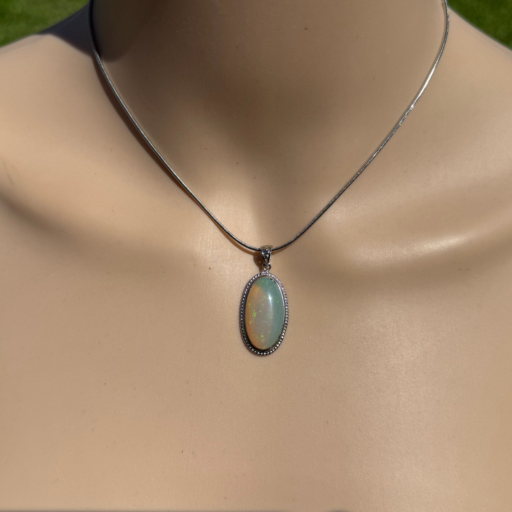 7.7ct Coober Pedy Crystal Opal Pendant Necklace ~ 'Vivonne Bay Blue' | 925 Sterling Silver | Solid Australian Opal