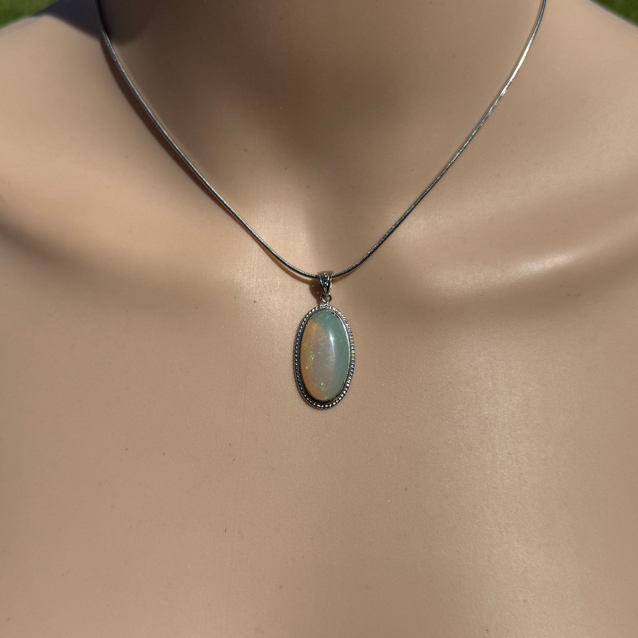 7.7ct Coober Pedy Crystal Opal Pendant Necklace ~ 'Vivonne Bay Blue' | 925 Sterling Silver | Solid Australian Opal