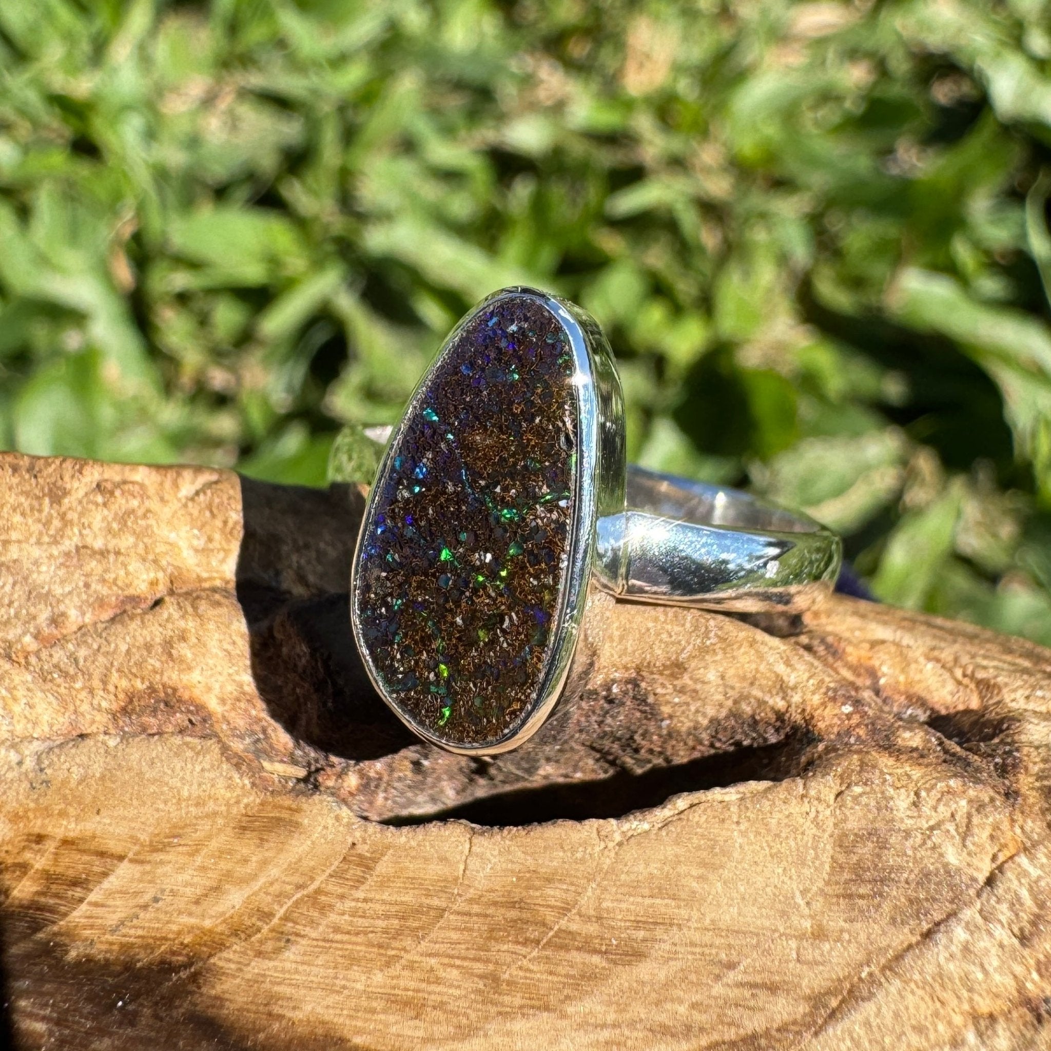 7ct Queensland Boulder Opal Ring ~ 'Flinders Spectrum' | 925 Sterling Silver | Solid Australian Opal