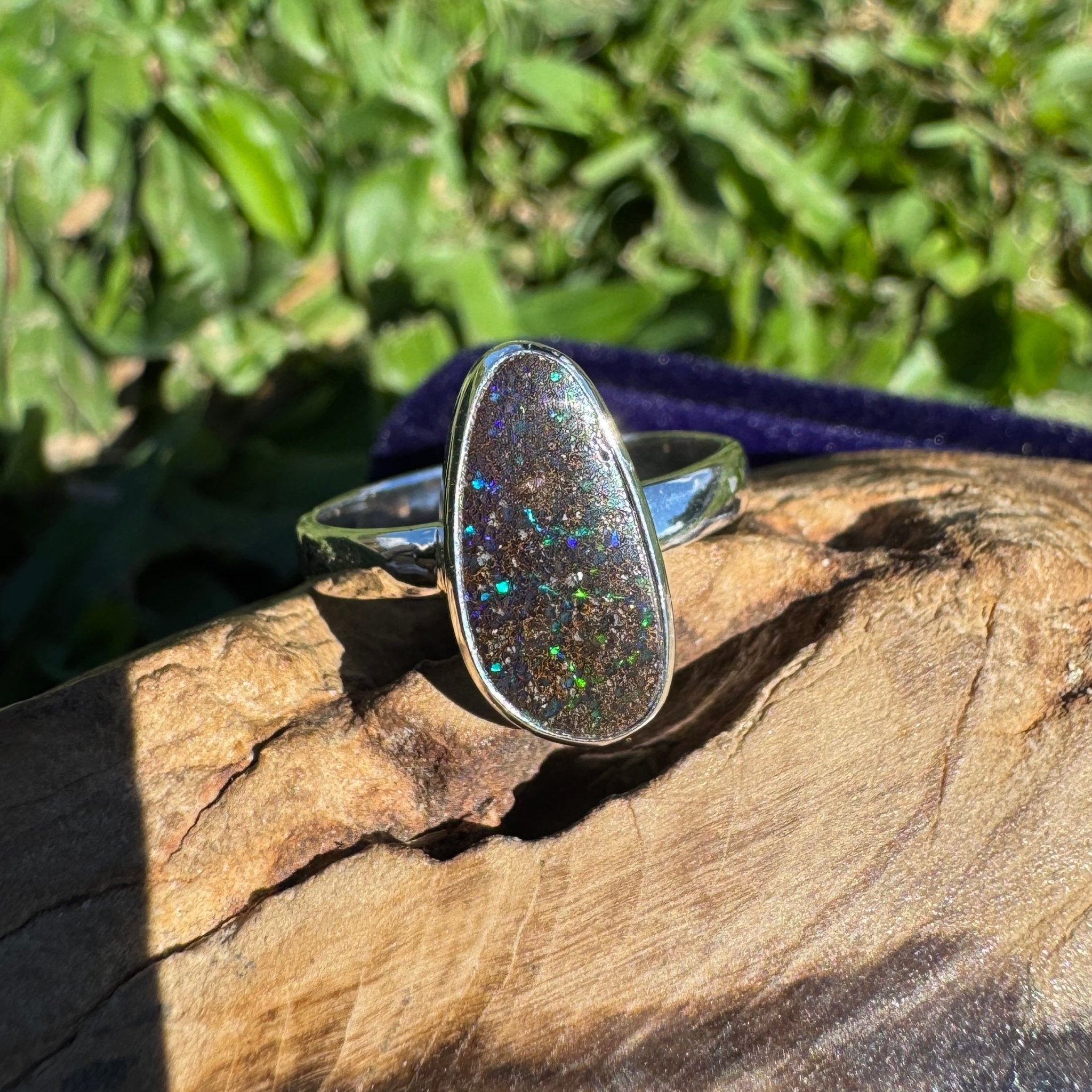 7ct Queensland Boulder Opal Ring ~ 'Flinders Spectrum' | 925 Sterling Silver | Solid Australian Opal