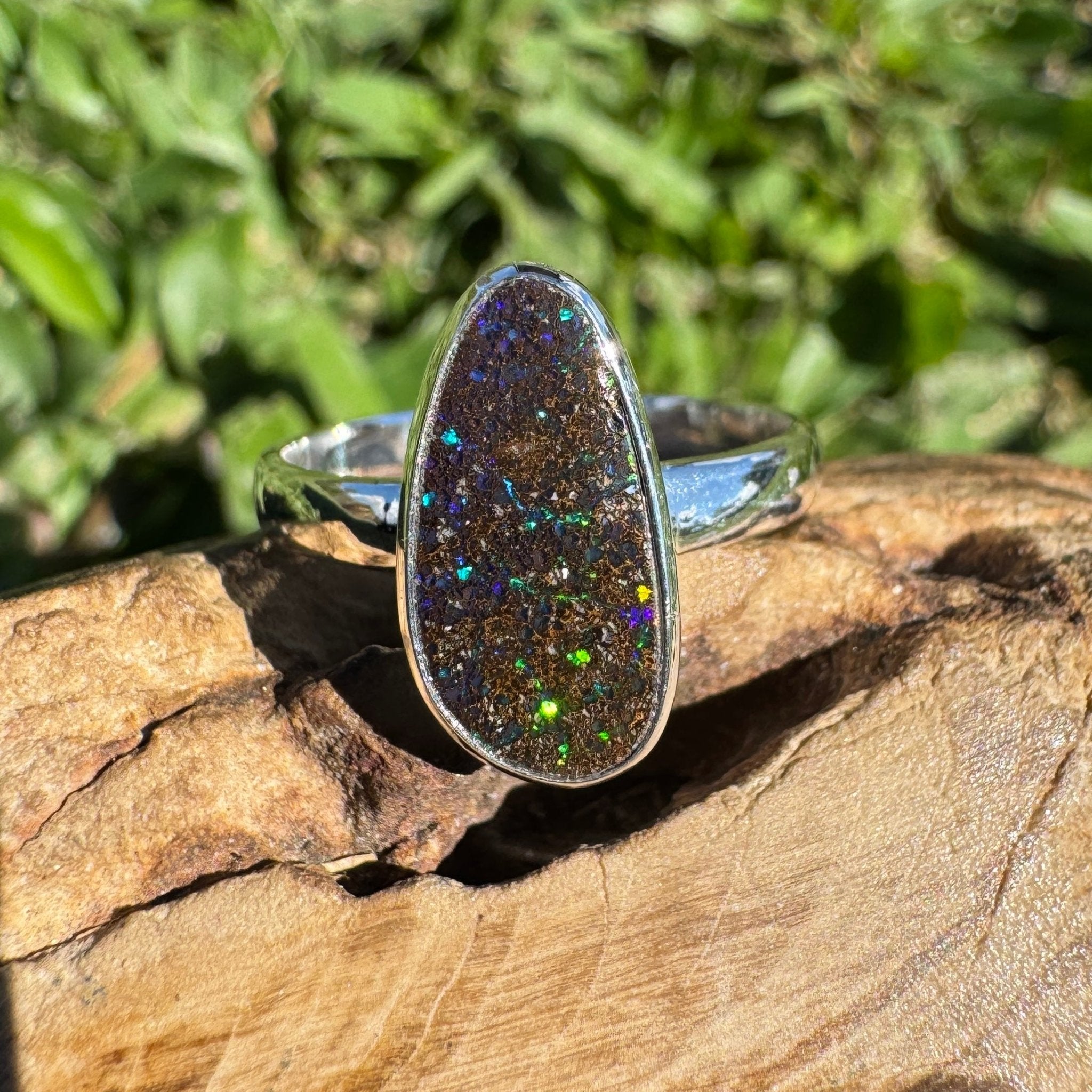 7ct Queensland Boulder Opal Ring ~ 'Flinders Spectrum' | 925 Sterling Silver | Solid Australian Opal