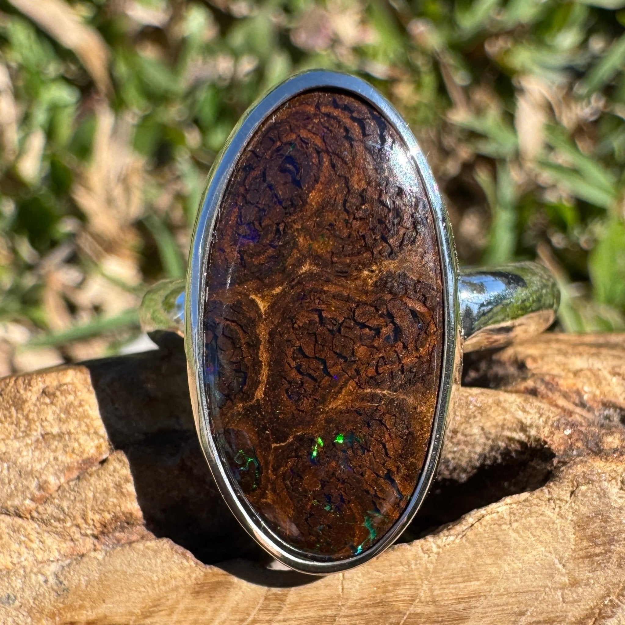 8.2ct Queensland Opal Ring ~ 'Litchfield Twilight' | 925 Sterling Silver | Solid Australian Opal
