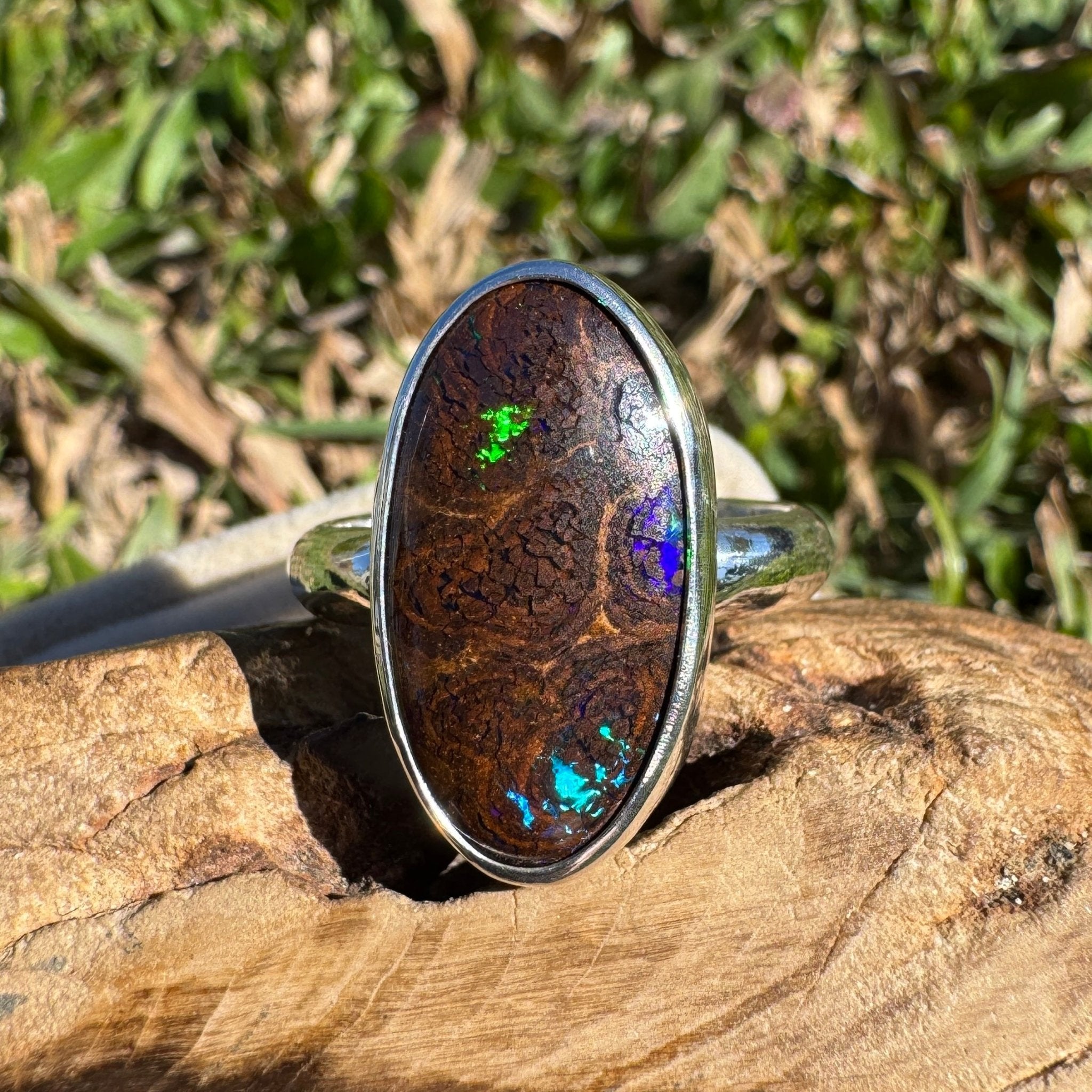 8.2ct Queensland Opal Ring ~ 'Litchfield Twilight' | 925 Sterling Silver | Solid Australian Opal