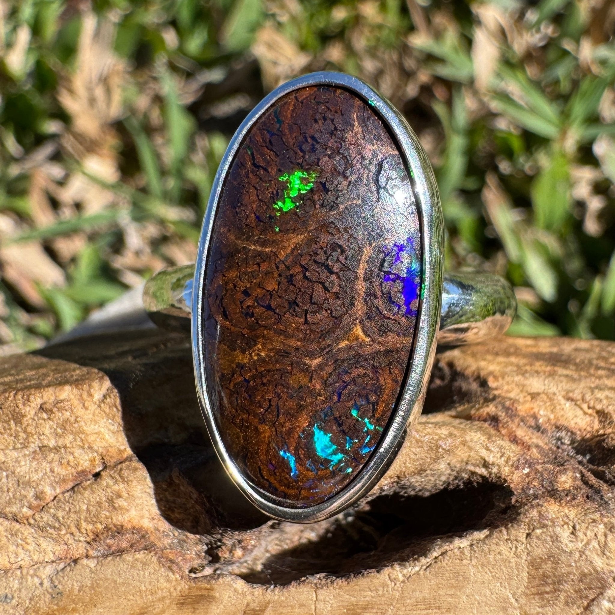 8.2ct Queensland Opal Ring ~ 'Litchfield Twilight' | 925 Sterling Silver | Solid Australian Opal