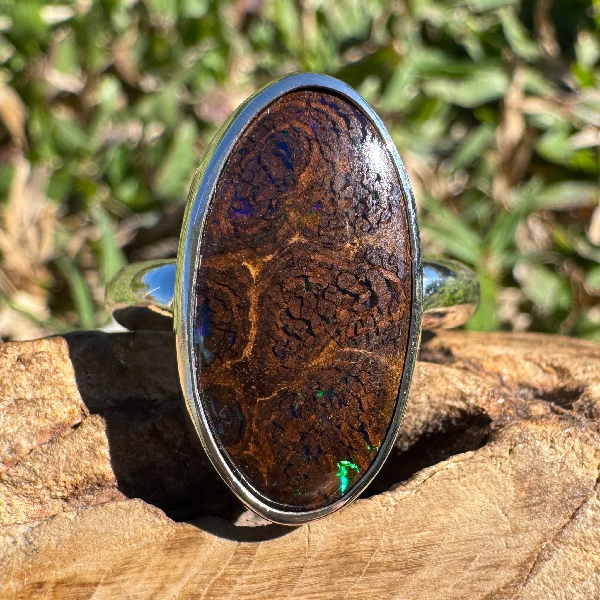 8.2ct Queensland Opal Ring ~ 'Litchfield Twilight' | 925 Sterling Silver | Solid Australian Opal