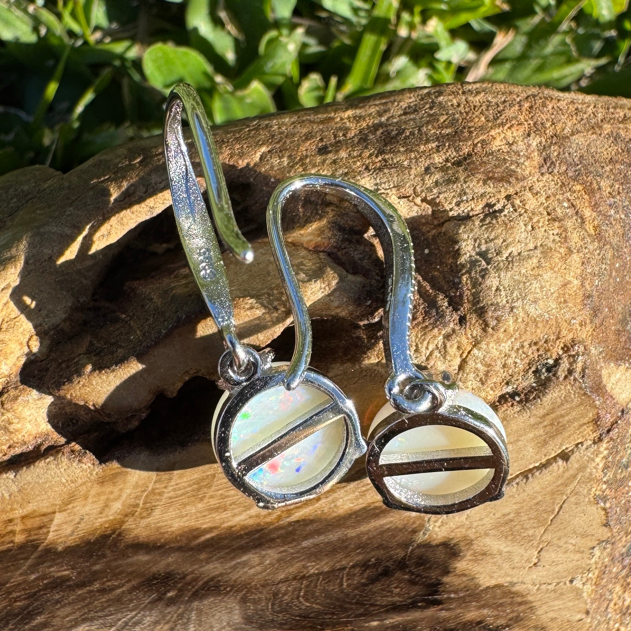 2.6ct Coober Pedy Opal Earrings ~ 'Coffs Twin Drops' | 925 Sterling Silver | Solid Australian Opal