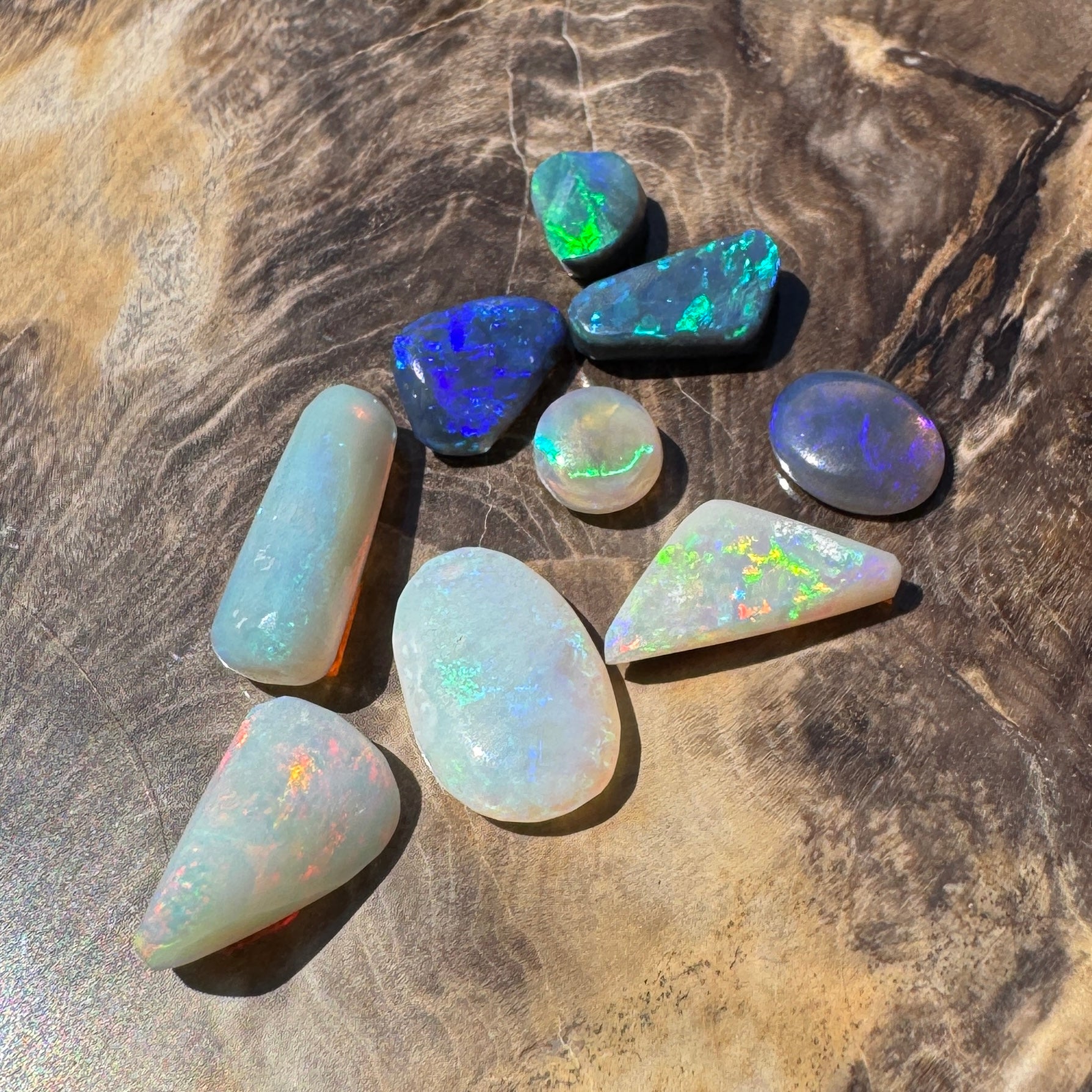 8.6CT Hand - cut Solid Australian Lightning Ridge Opal Parcel (Neon Fire Parcel)