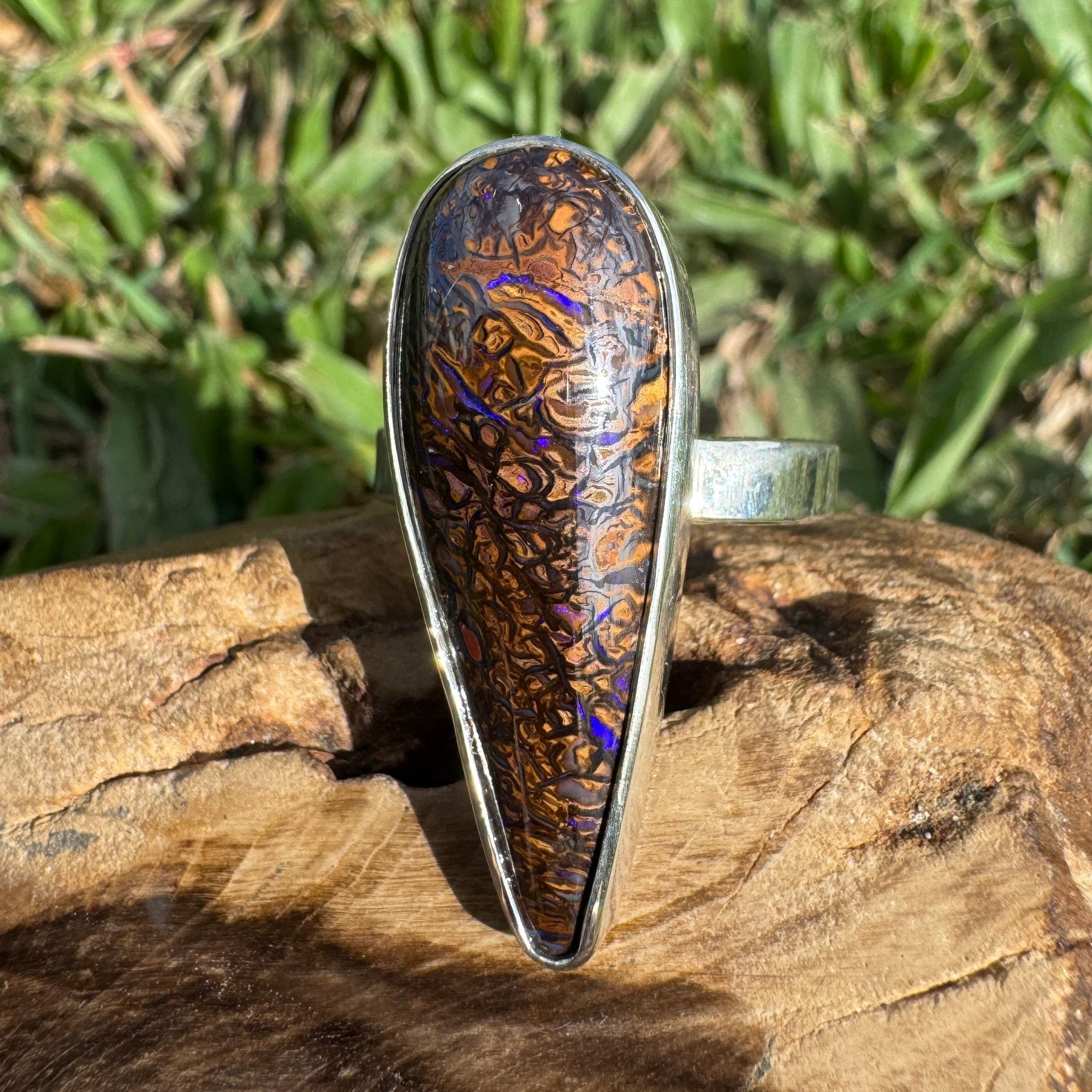 9.6ct Solid Queensland Boulder Opal Ring 'Gulf Country Ember' | 925 Sterling Silver | Solid Australian Opal