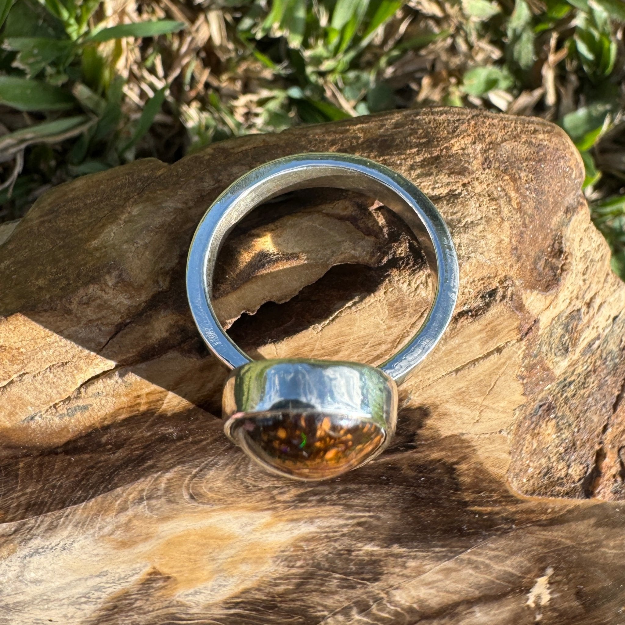 9.6ct Solid Queensland Boulder Opal Ring 'Gulf Country Ember' | 925 Sterling Silver | Solid Australian Opal