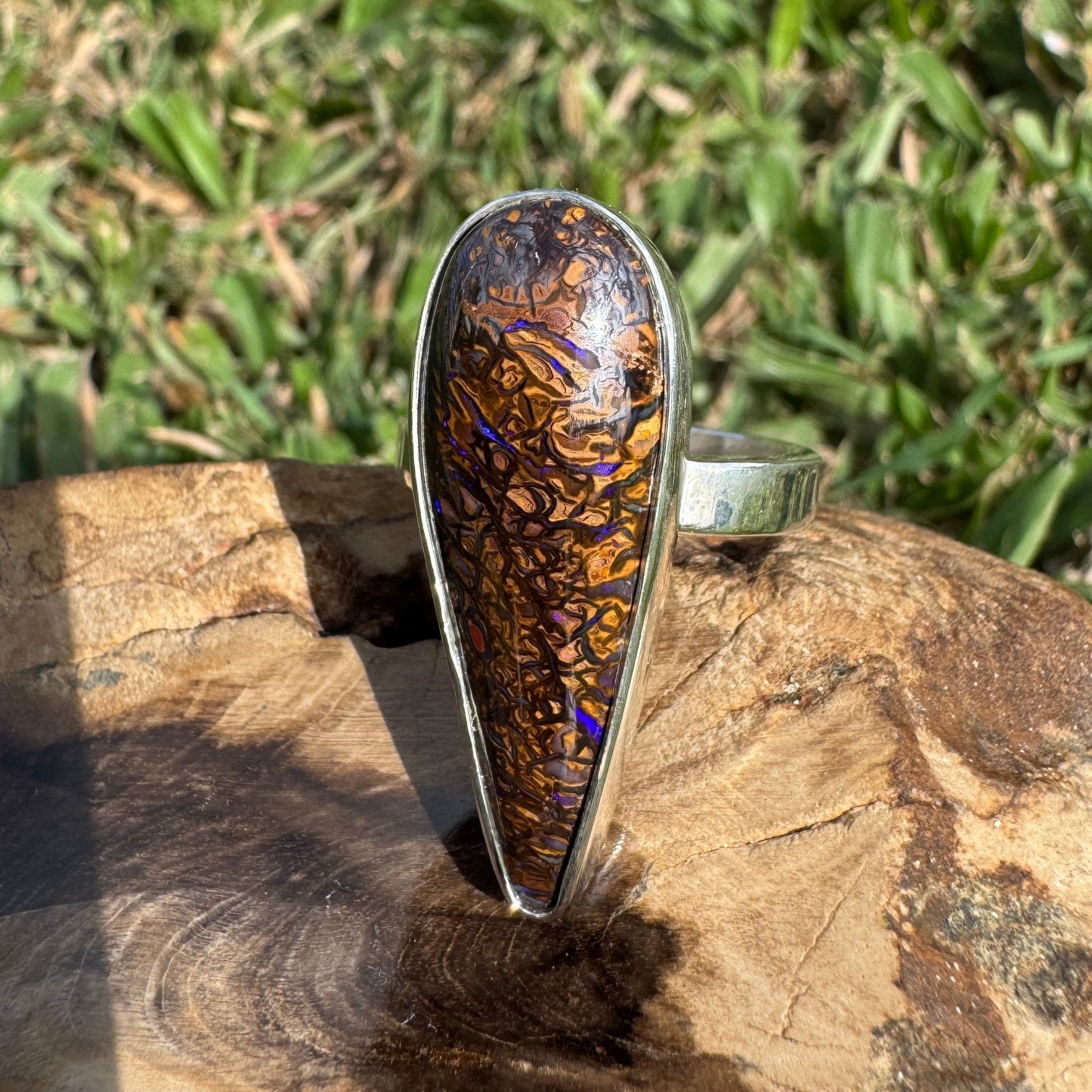 9.6ct Solid Queensland Boulder Opal Ring 'Gulf Country Ember' | 925 Sterling Silver | Solid Australian Opal