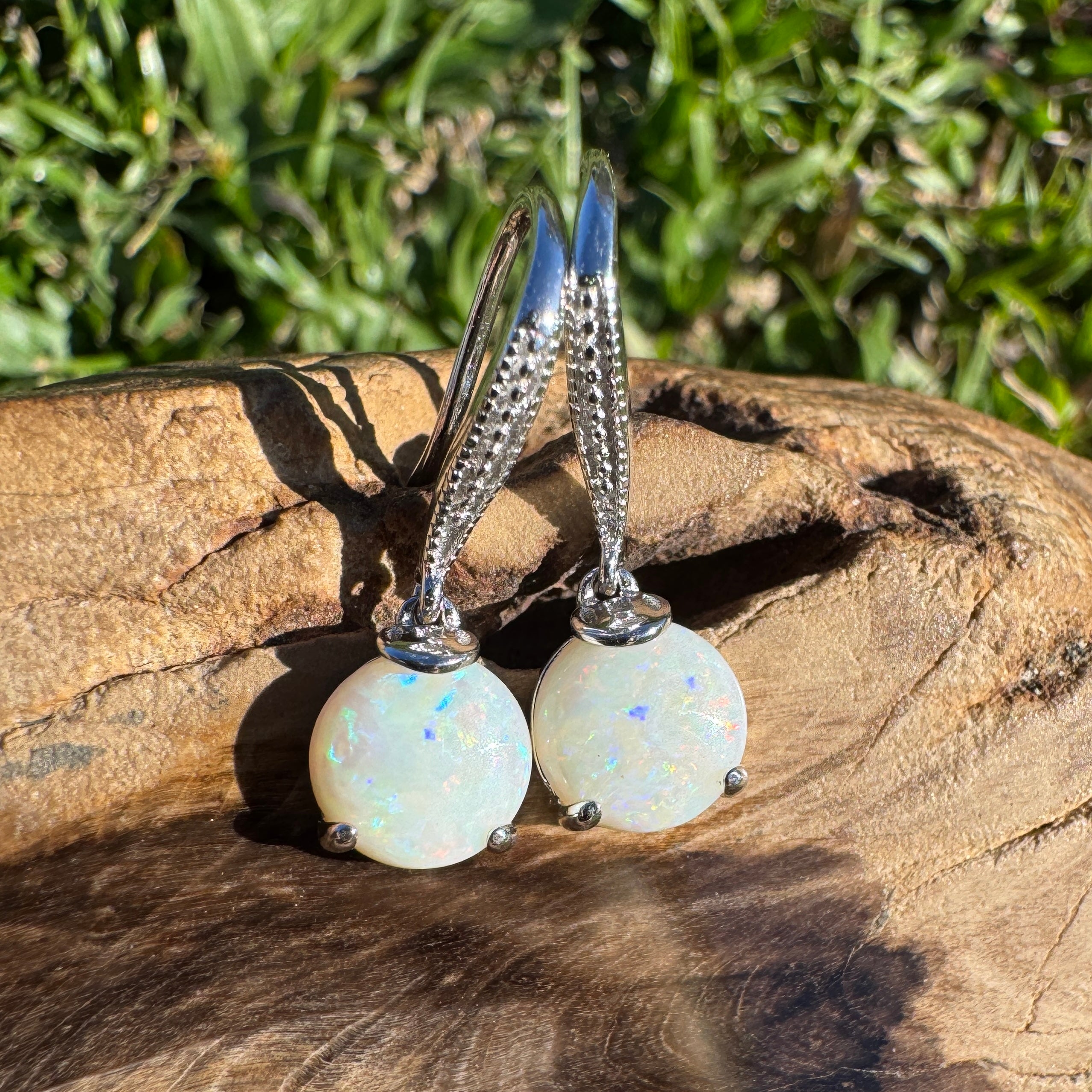 2.6ct Coober Pedy Opal Earrings ~ 'Coffs Twin Drops' | 925 Sterling Silver | Solid Australian Opal