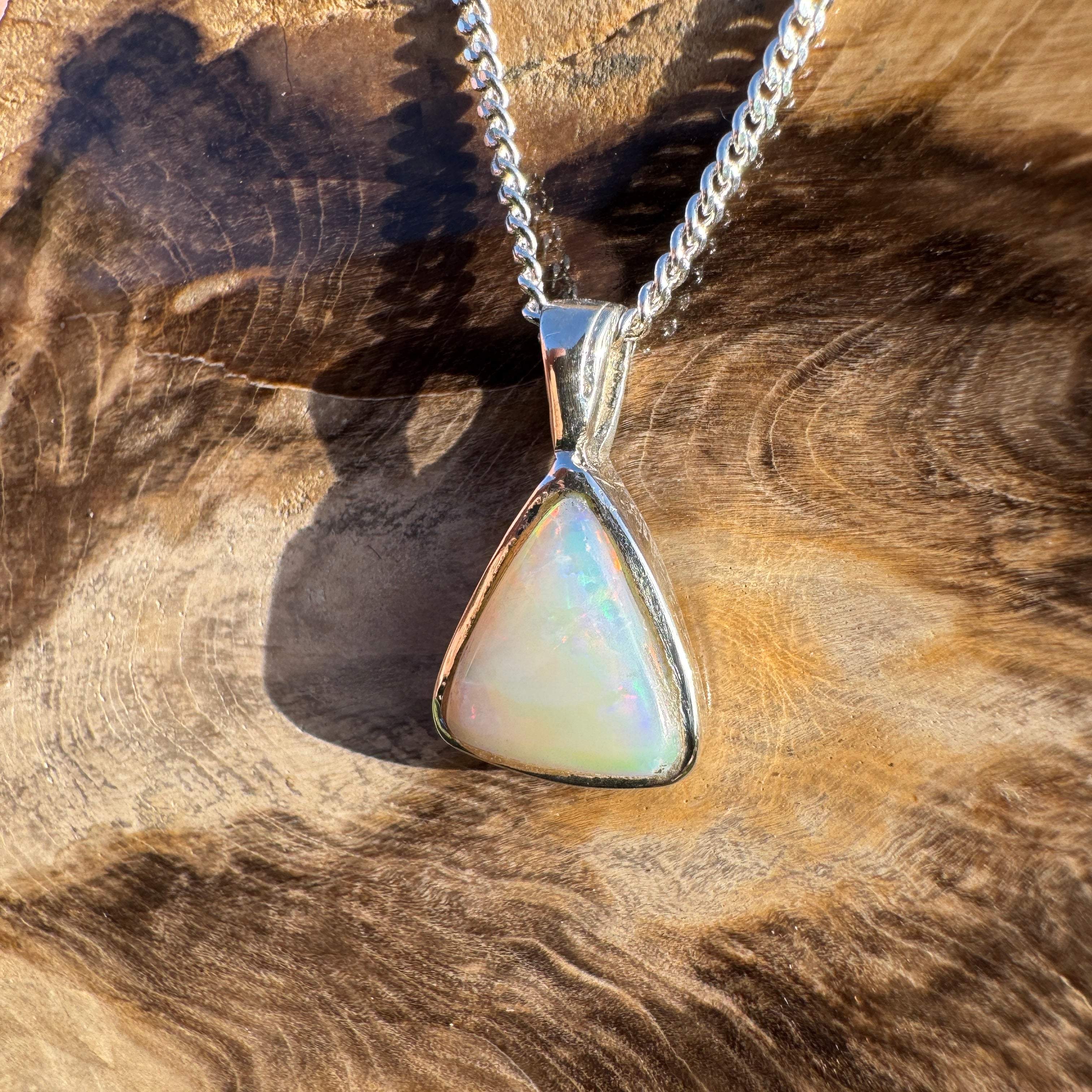 2.6ct Coober Pedy Opal Pendant Necklace ~ 'Wineglass Twilight' | 925 Sterling Silver | Solid Australian Opal
